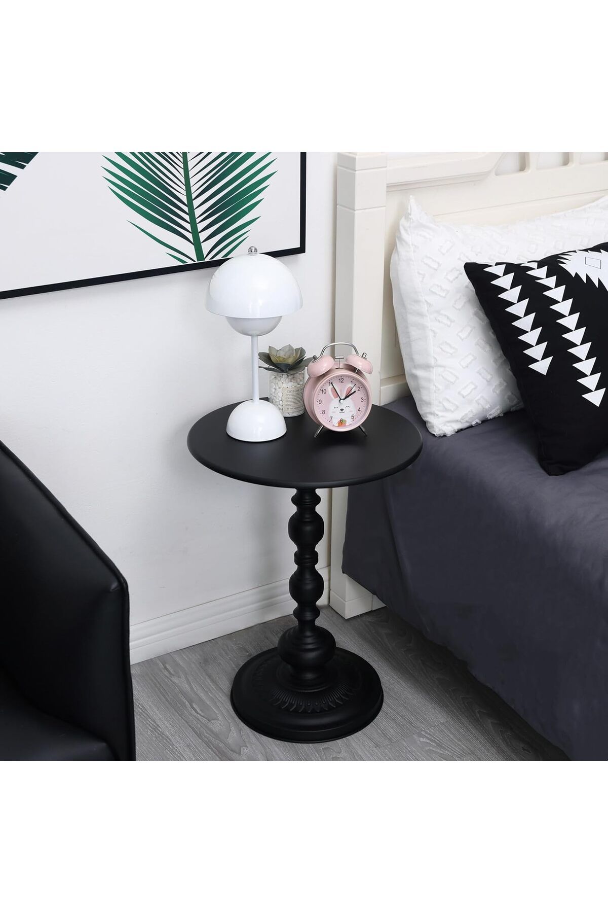 DubaiGallery-Metal End Table, Matte Black Round Side Table Nightstand for Bedside or Sofa, Accent Table 4