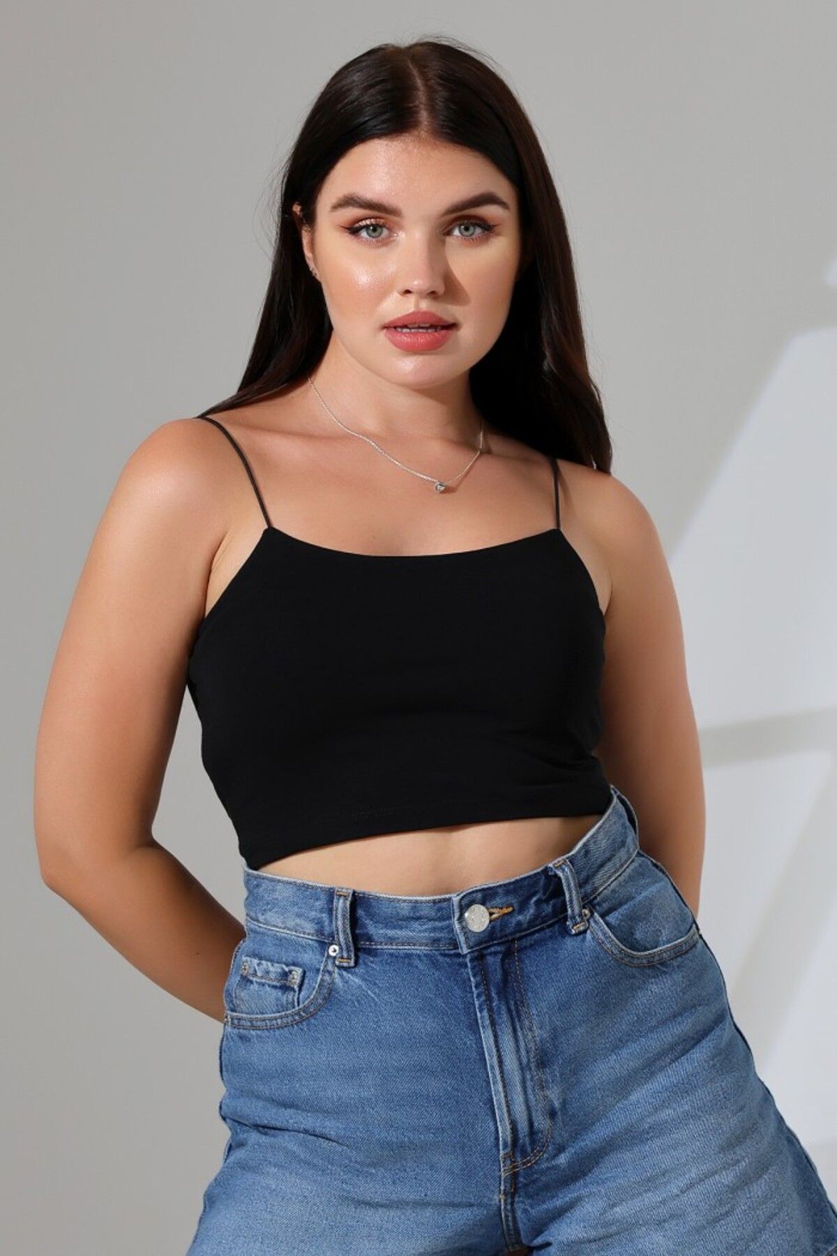 LITTLEMOON-LYC COMP - Short Crop Bustier Tank Top with Rubber String Straps 2