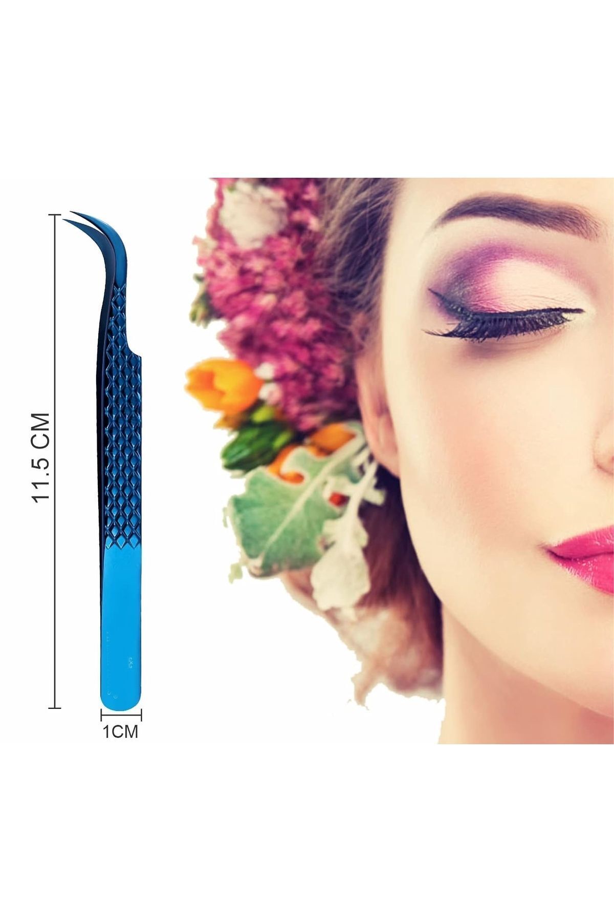 Lashlusion Mavi Karga Burun Ipek Kirpik Cımbızı Paslanmaz Çelik Hafif Gövdeli Tam Kapanan Wolume Cımbız