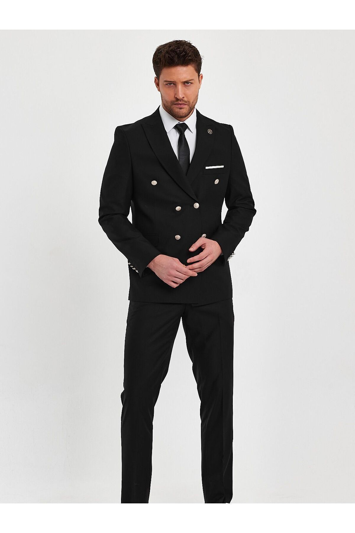 Terziayhan  Terzi Ayhan siyah renk slimfit kruvaze takım elbise