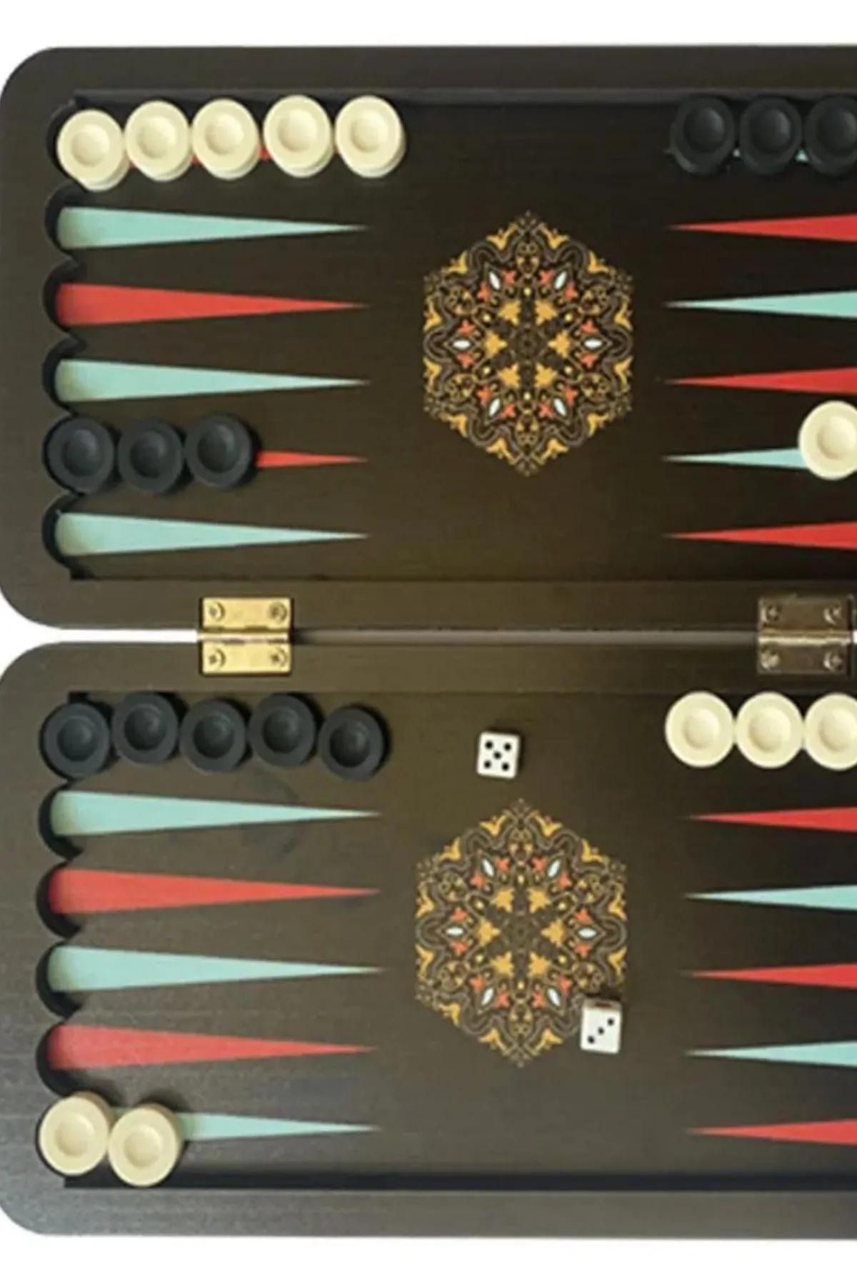 simagift-Mini Size Vector Patterned Wooden Backgammon Set 4