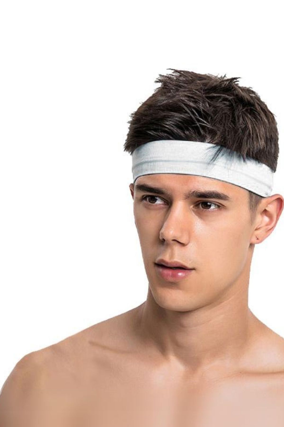 Salvia Dione Erkek Spor Saç Bandı Sporcu Kafa Bandı Headband Tenis Gym Ter Bantı Spor Fitness Saç Bantları Beyaz