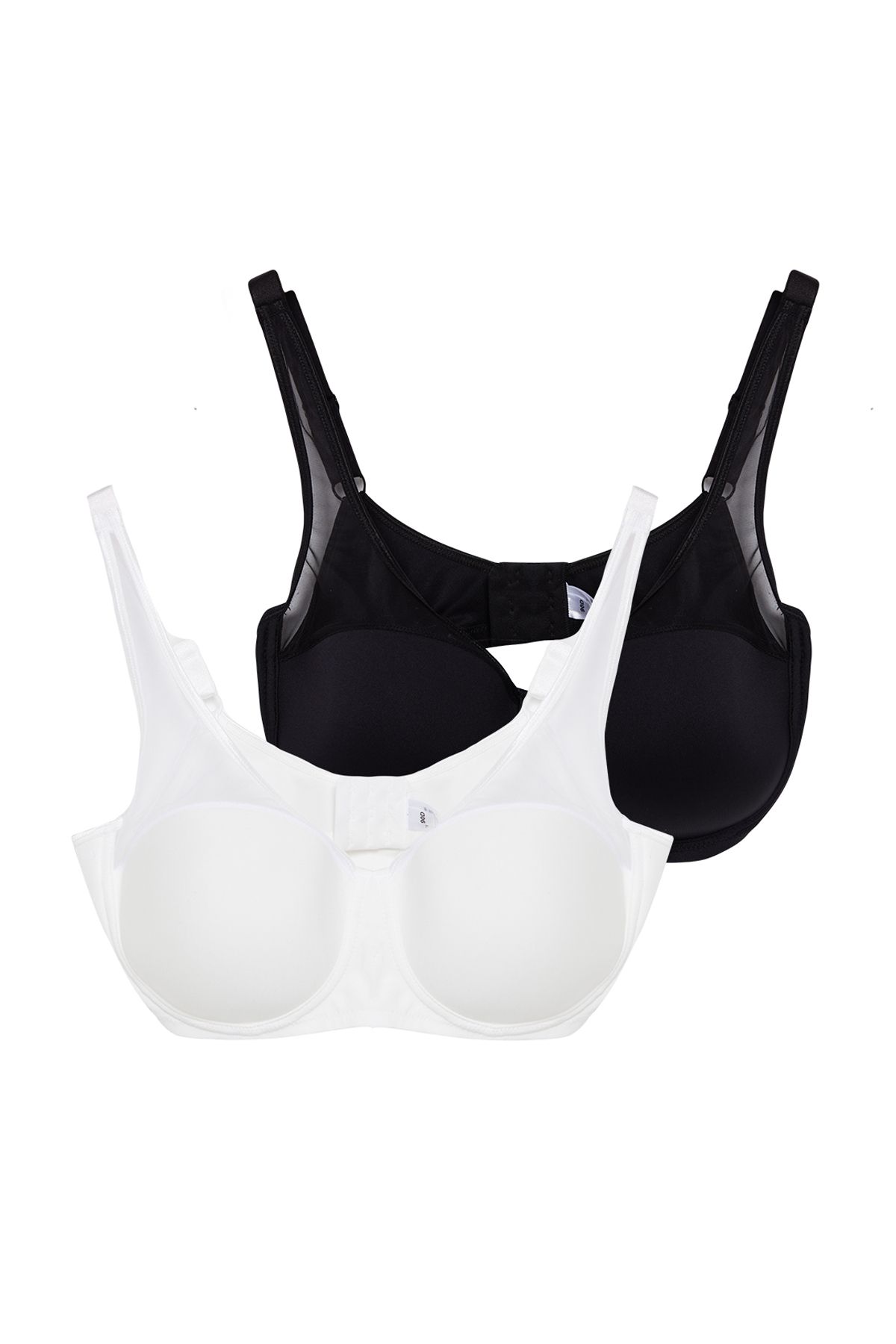 Trendyol Curve-Plus Size Raff-BH aus Netztüll, 2er-Pack - Schwarz/Ecru TBBAW25CW00001 1