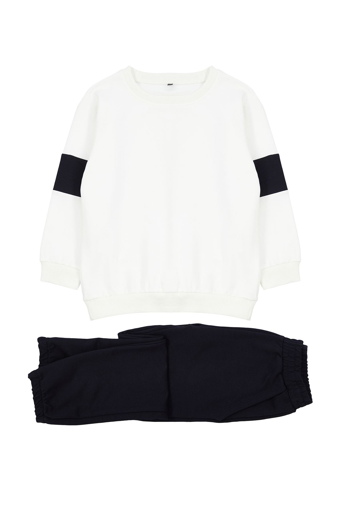 TRENDYOLKIDS-Chlapecká sada mikiny a tepláků z ecru bavlny - Color Block, TKDAW25AU00019 3