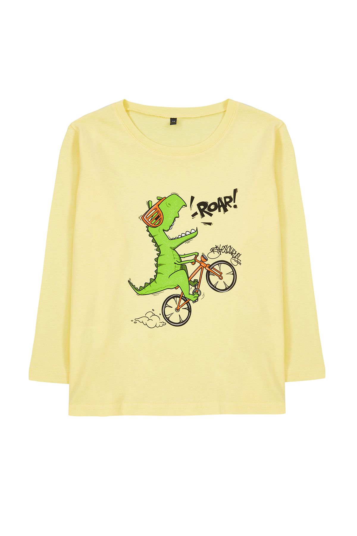 TRENDYOLKIDS-Chlapecké bavlněné tričko se vzorem dinosaura - Crew Neck Tkdaw25Ts00009 2