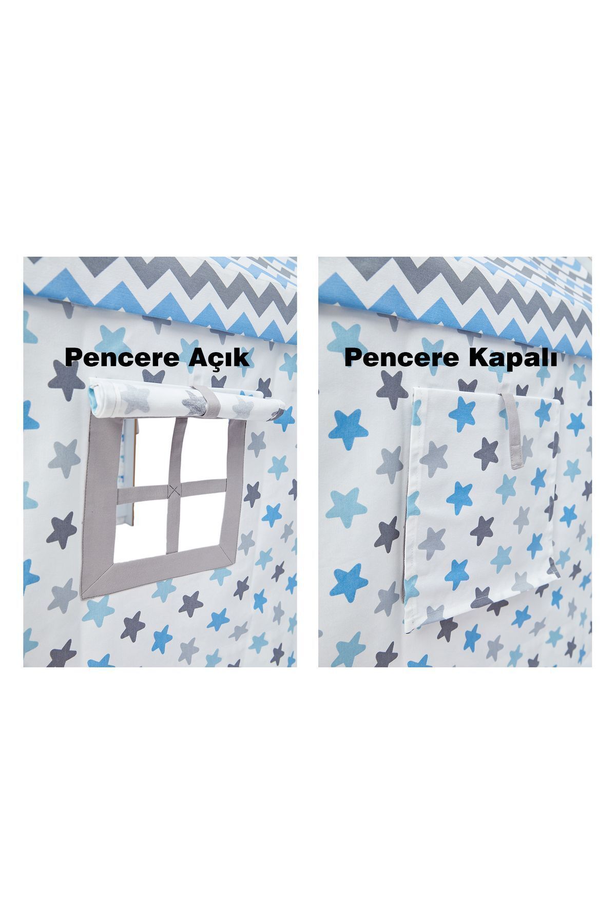 Minera Montessori Ahşap Oyun Evi, Oyun Çadırı / Beyaz Mavi fotoğrafı 4 (önizleme)