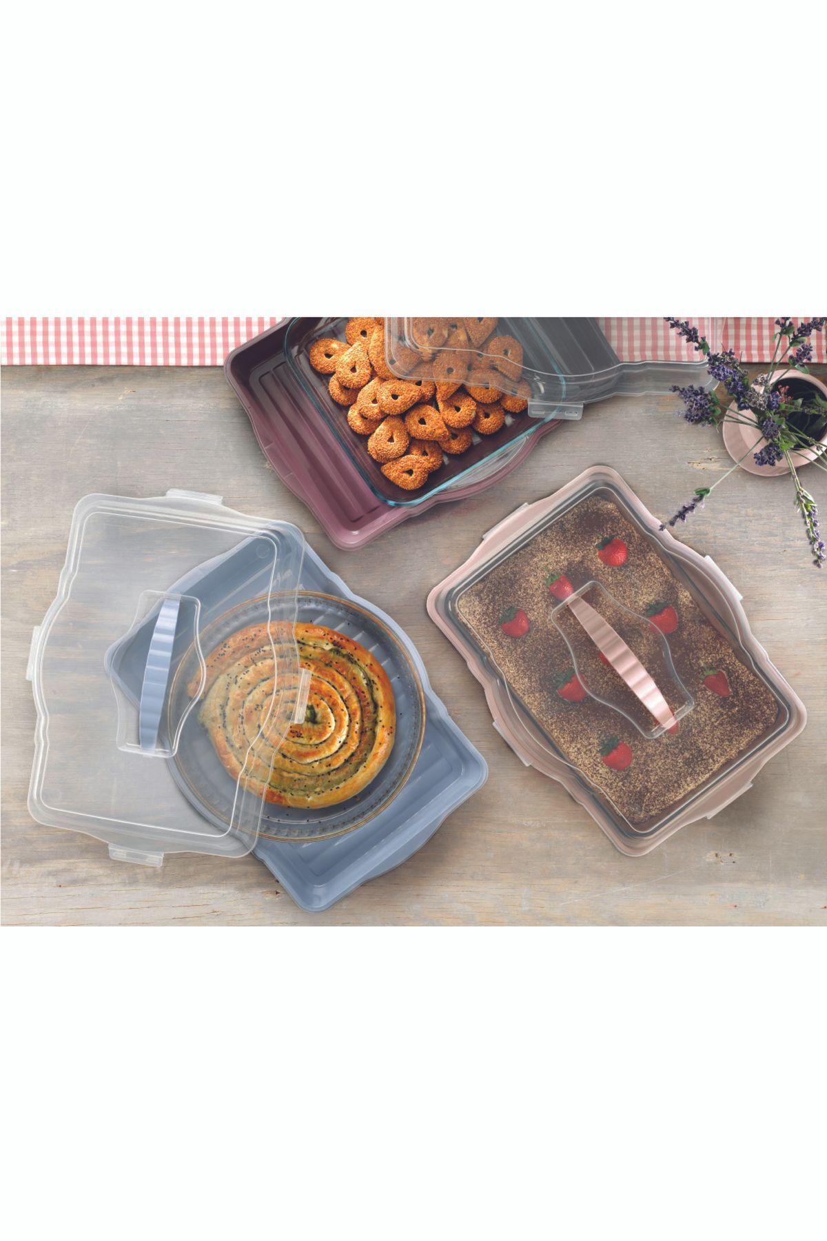 Bursev-Pyrex Storage Dumpling Carrying Container Rectangular Square Round Cake And Cake Storage Container Presentation Tray 3