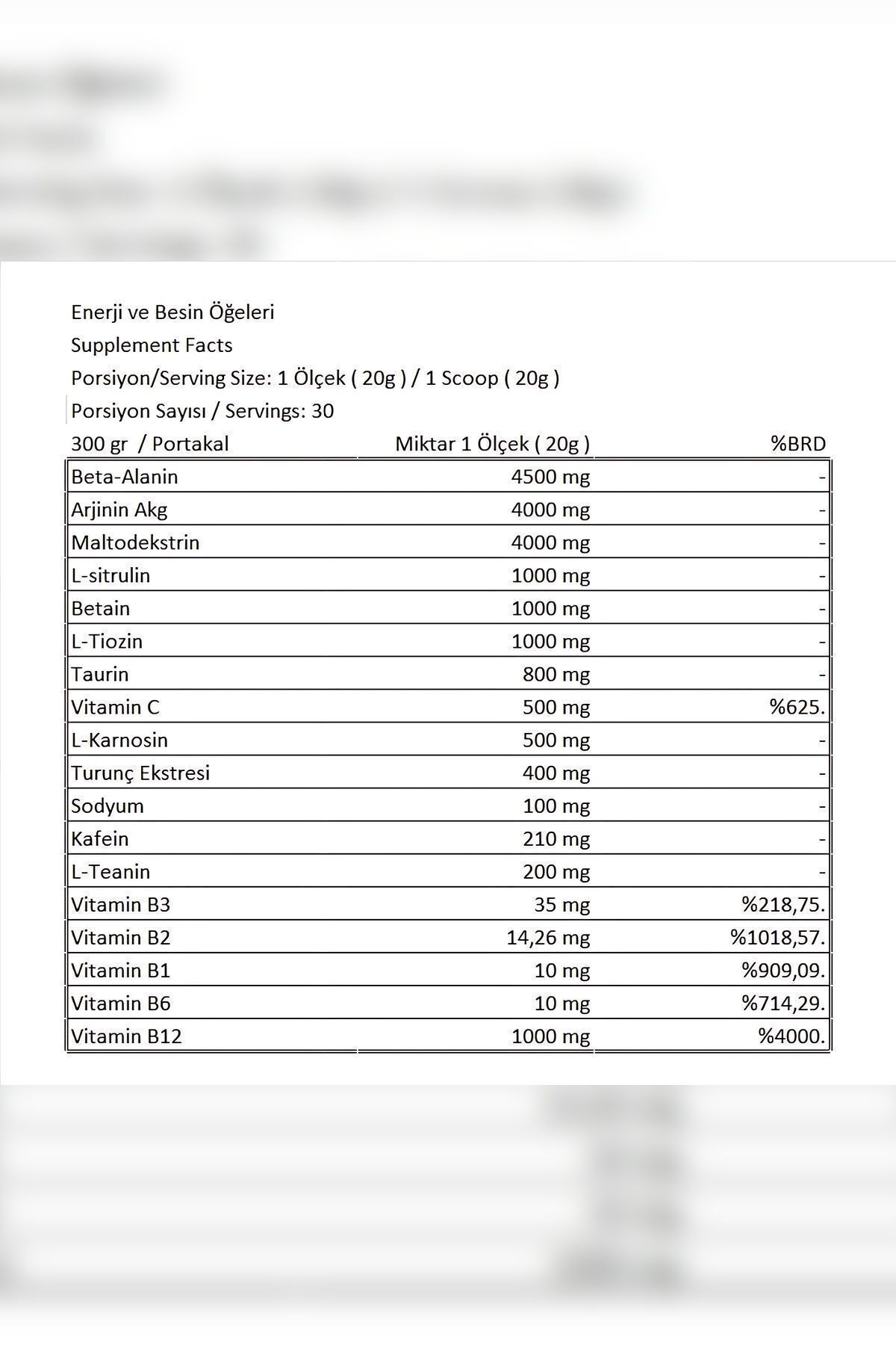 Pre-Workout Orange 300 Gr GLUTAMINE 300 Gr HEDİYELİ 3