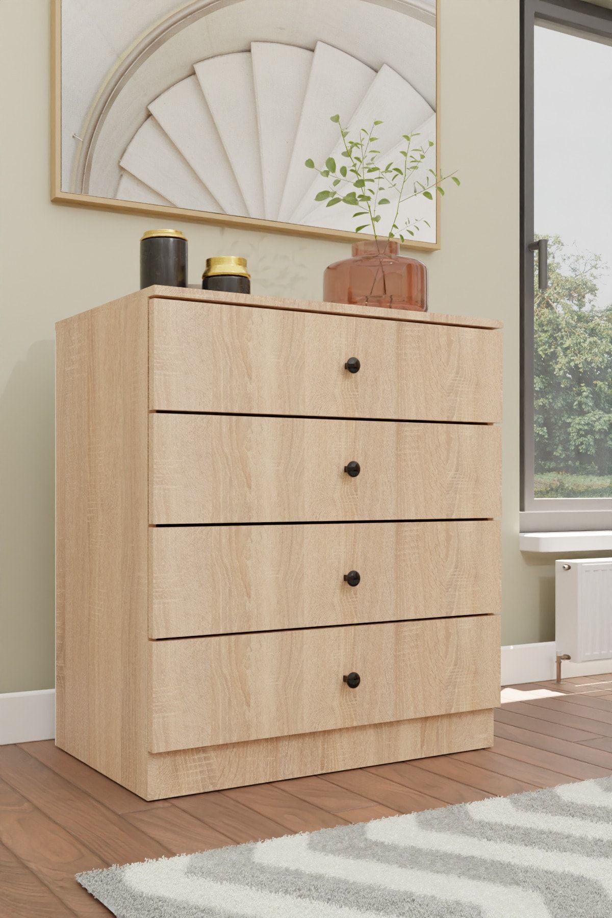 GM 091 4 DRAWER SONOMO CHEST OF DRAWERS WITH BUTTON HANDLE