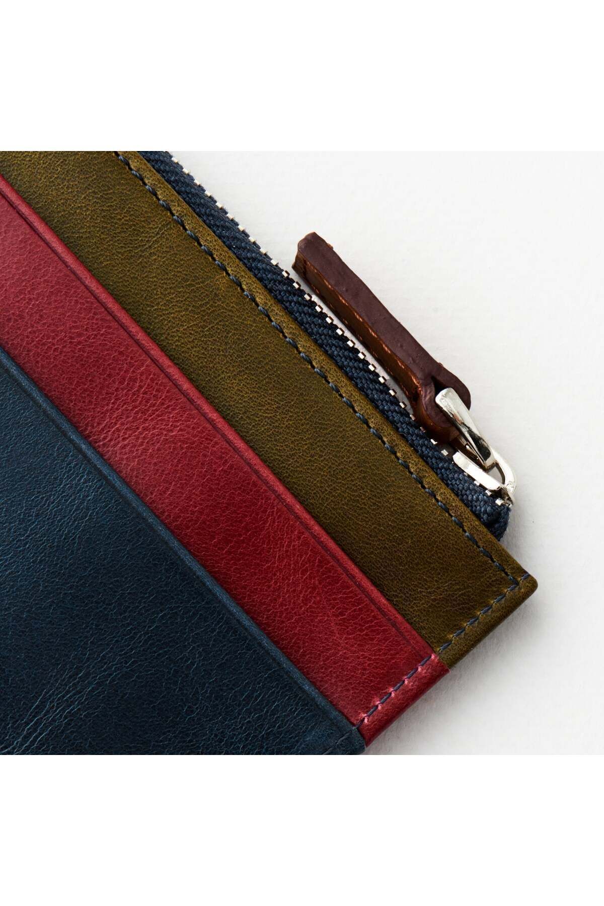 کیف پول مردانه SEWARD GENUINE چرمی NAVY BLUE MULTI COLOR DESIGN POCKET ZIPPER CLATED RFID محافظت شده HELMBROOK