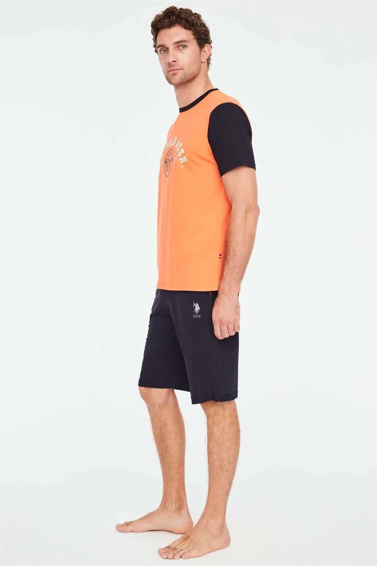 ست پیژامه نارنجی مردانه تیشرت اورجینال U.S. Polo Assn.