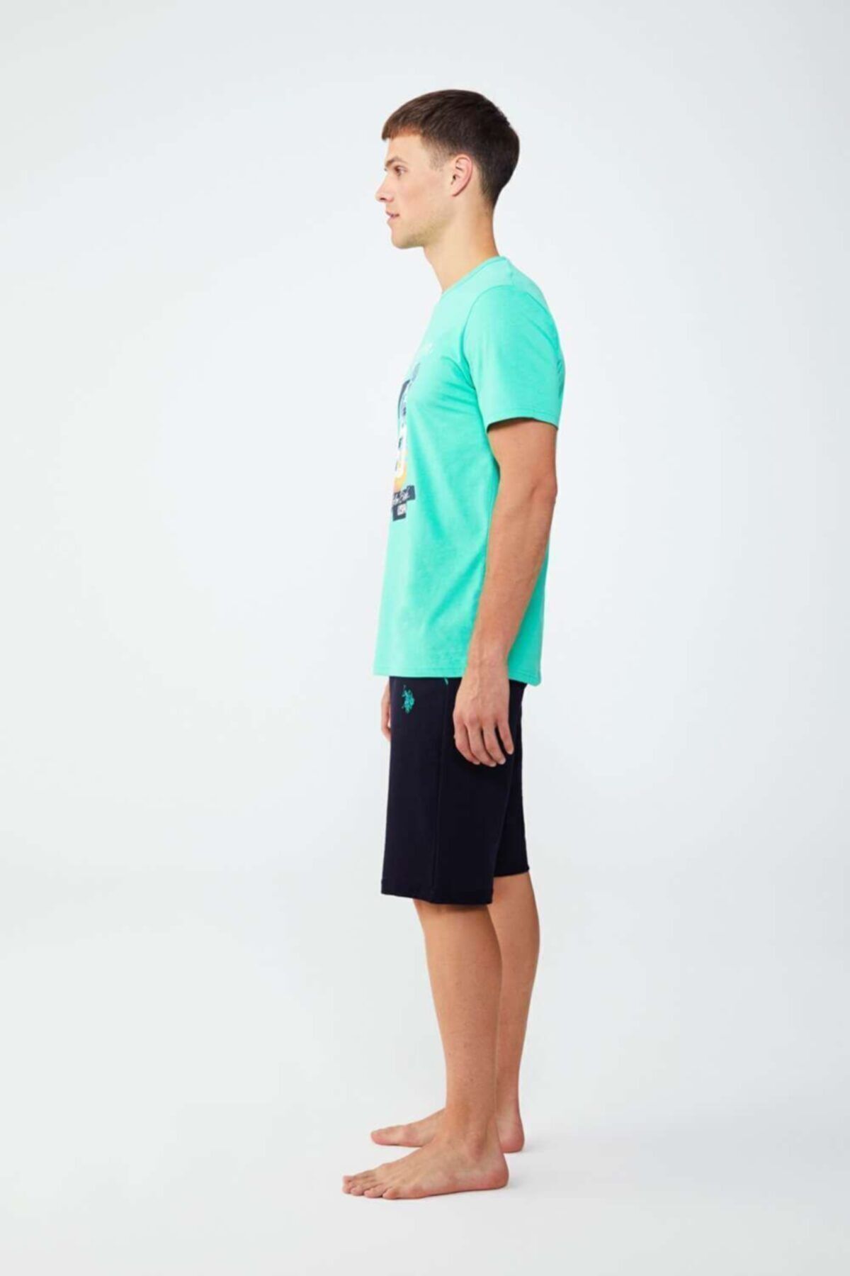 ست پیژامه سبز مردانه شلوارک تیشرت اورجینال U.S. Polo Assn.