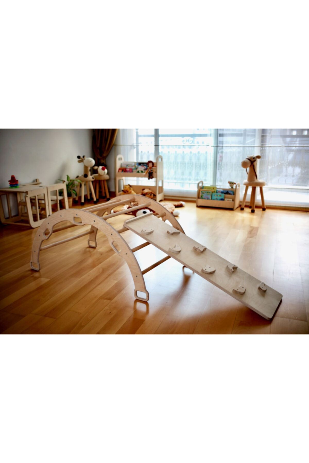 KIDOPPO Pikler Tırmanma Seti | Montessori Ahşap Dönence Ve Kemer Yastığı | kemer & Taşlı Rampa & Yastık fotoğrafı 2 (önizleme)