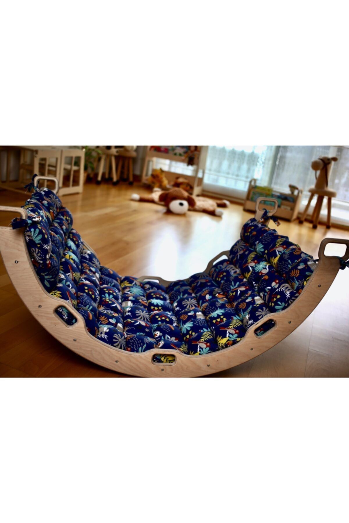 KIDOPPO Pikler Tırmanma Seti | montessori Ahşap Dönence Ve Kemer Yastığı | kemer & Merdiven Rampa & Yastık fotoğrafı 4 (önizleme)