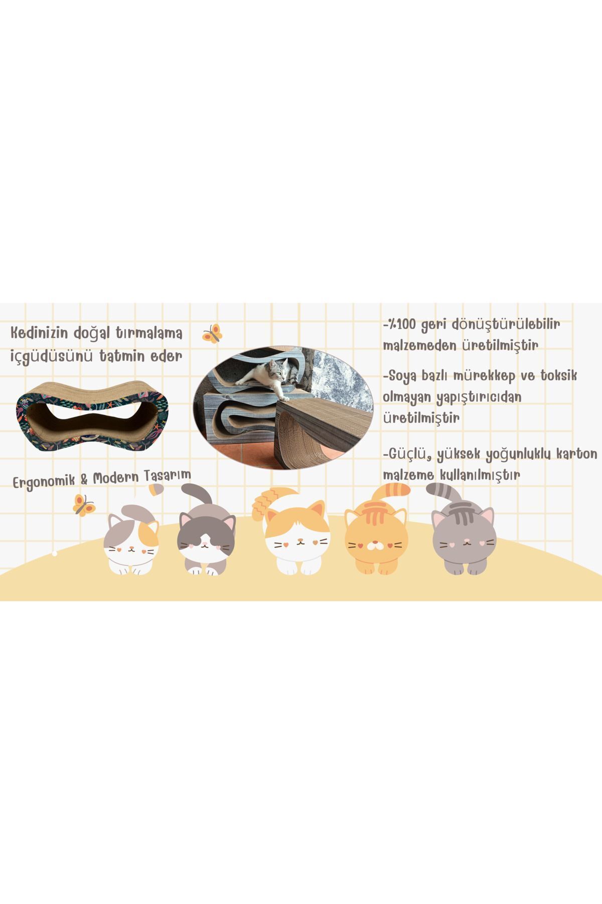 Lazy Paws-Anthracite Pattern Cardboard Cat Scratch Sofa - Model: Mega Set of 2 8
