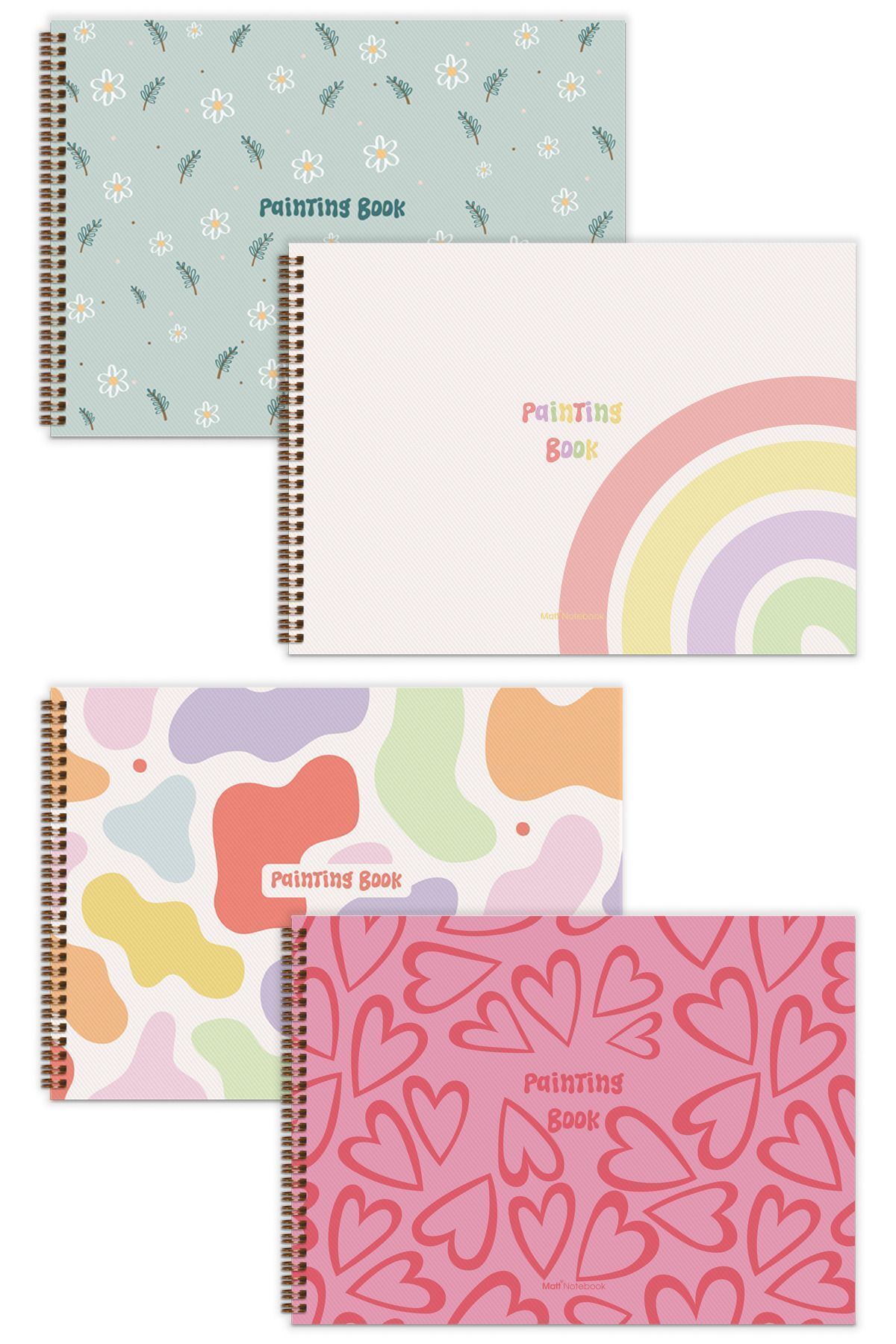 Matt Notebook-25x35 Set of 4 Picture Books 20 Sheets 150 Grams Large Size 4