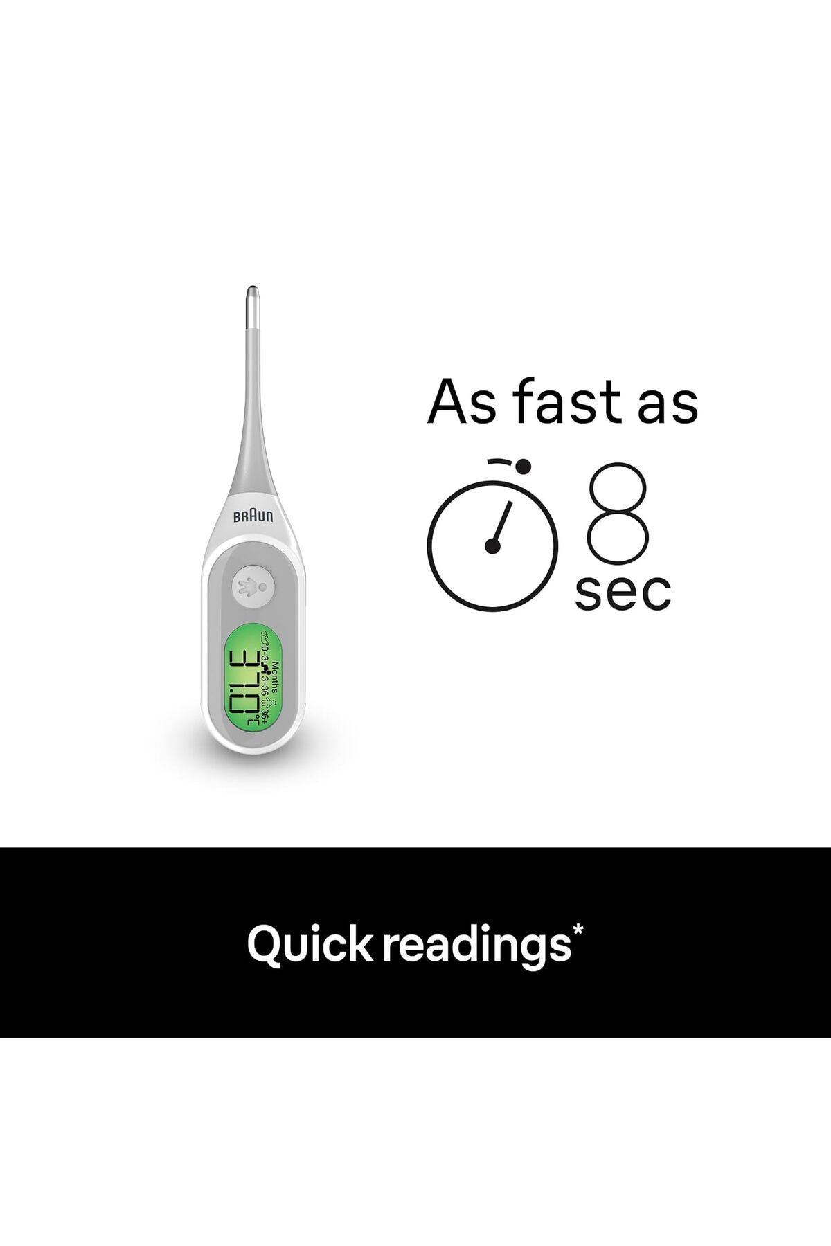 Braun-Thermometer Digital Stick Fa, 8sec reading, Color Coded, Flexible tip, Memory PRT2000 4
