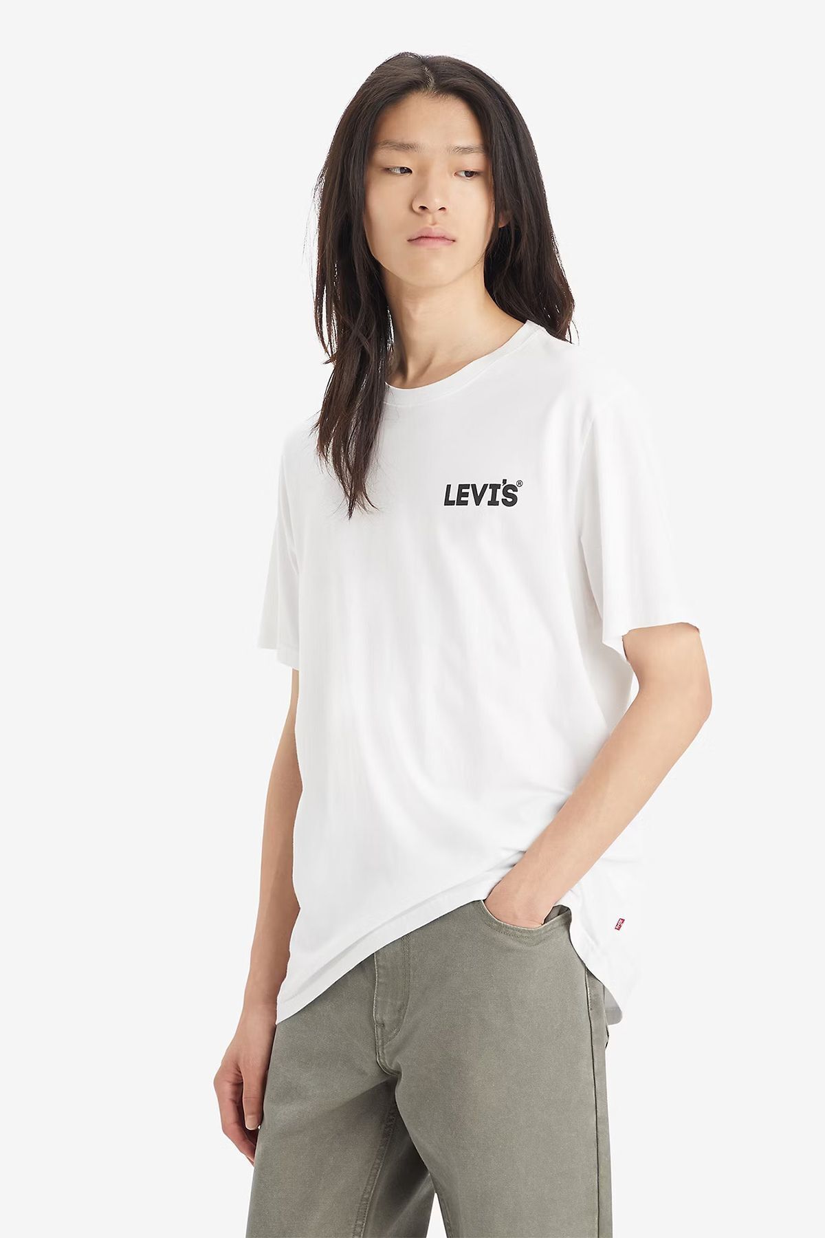 تی شرت سفید مردانه دوچرخه پنبه ای Yaka Turt Tring 's 16143 Levi's