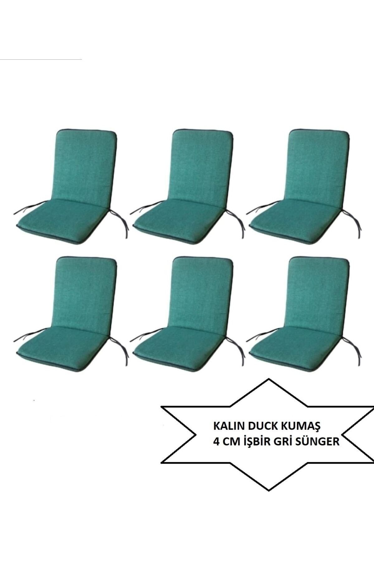 Sandalye Minderi Masa Örtüsü 6 Adet Yeşil Masa Örtüsü (120x180) Kalın Duck Kumaş 4 Cm Sünger - 4