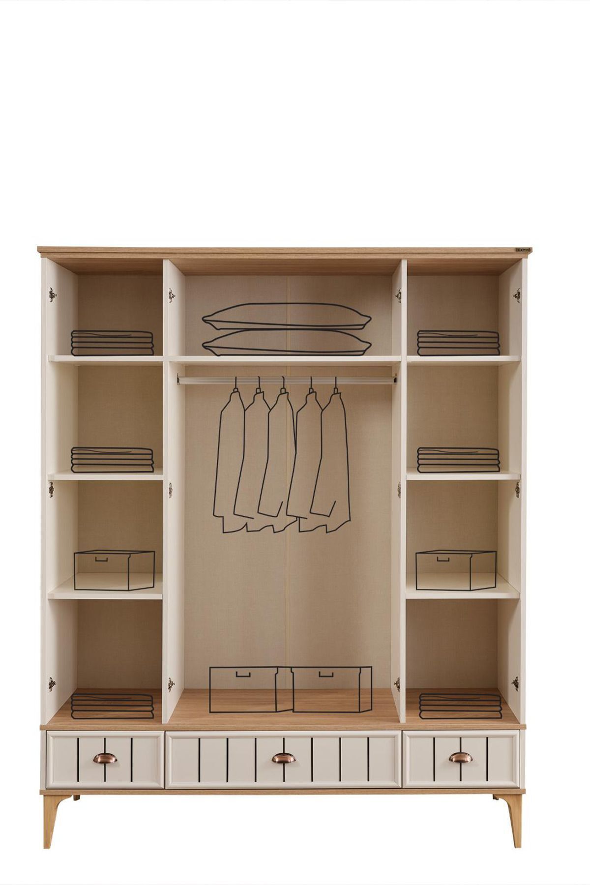 Genel Markalar Bella 4 Kapaklı Gardırop Genç Odası Gardırop 169 Cm Premium Dolap fotoğrafı 4 (önizleme)