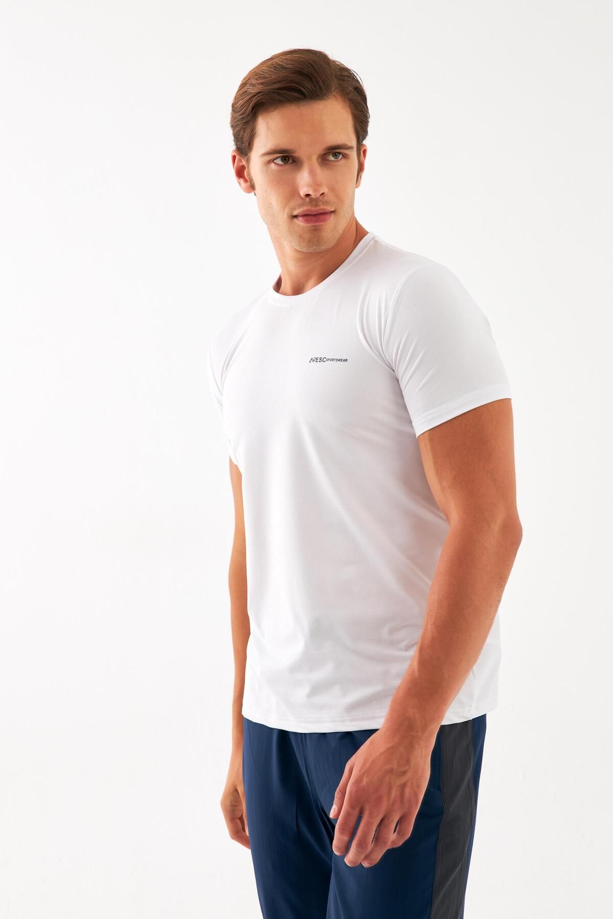 تی شرت ورزشی مردانه پیراهن مینی پارچه SLIMFIT T0087 یقه صفر Escetic