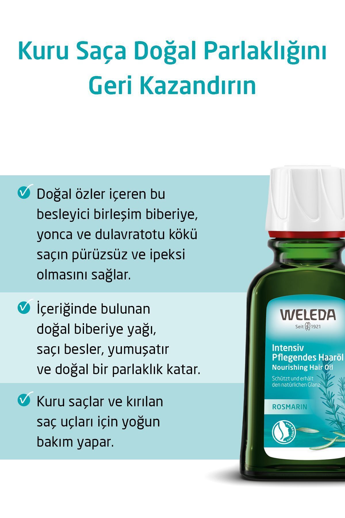 Biberiye Özlü Besleyici Organik Saç Bakım Yağı 50ml — TYCSDPNJ4N170627240105564 — تصویر 2 از 4