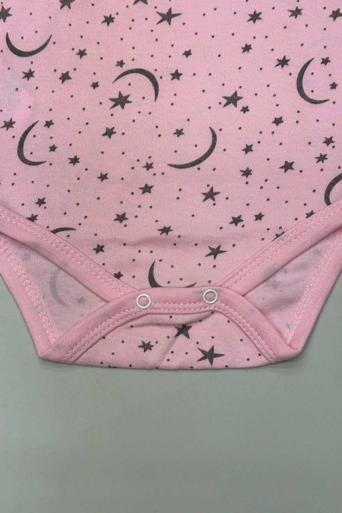 Peki-7500 Model Baby Body - Add 5, Pay 4, Soft Combed Cotton, Moon Star Pattern, Large Size, Bottom Fence 3