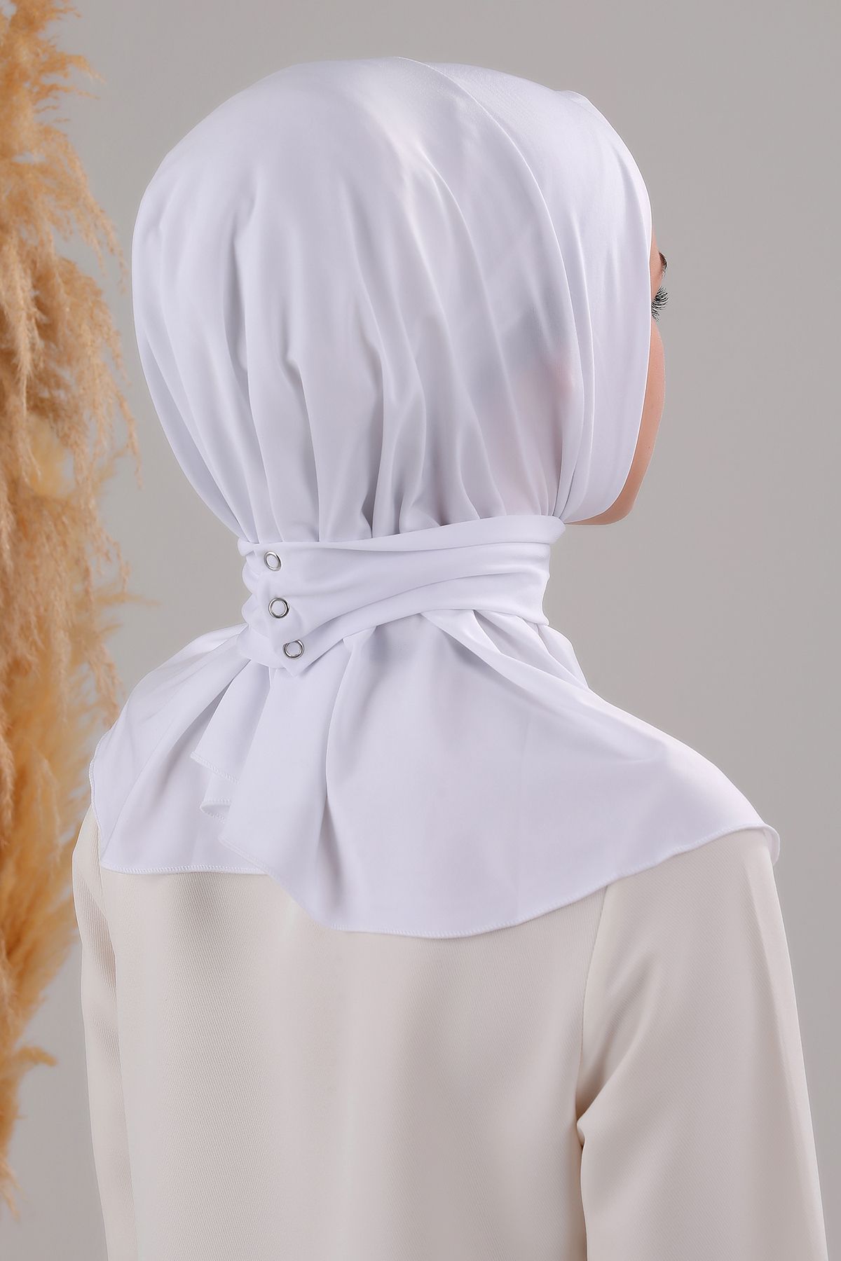 Melodi Scarf-White Hijab Shawl Bonnet - Inner Head Scarf and Knob Buckle Set 3
