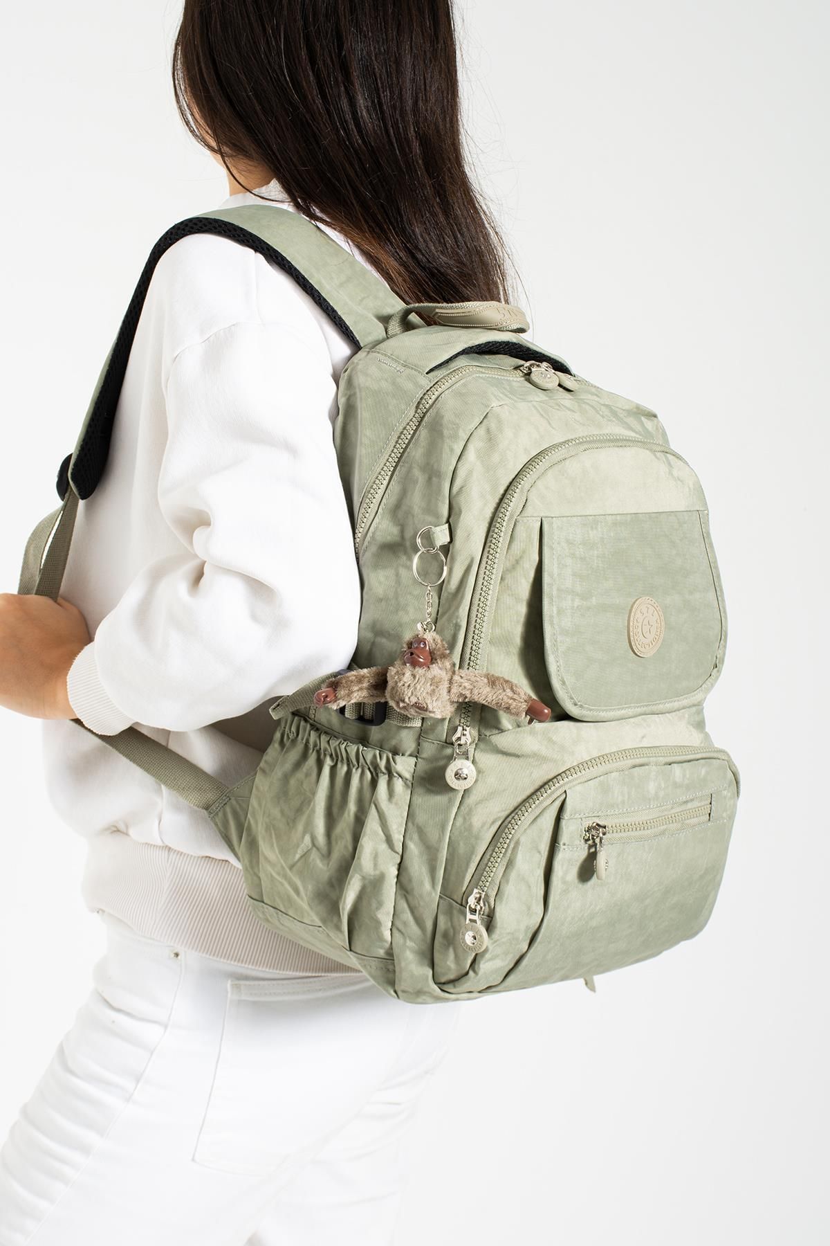 DUOMİNO Fcstore Crinkle Fabric Rezistent La Apă Rucsac Clinker Bej De Dimensiuni Mari/laptop Geantă De Școală Zilnică Unisex - Mărime unică