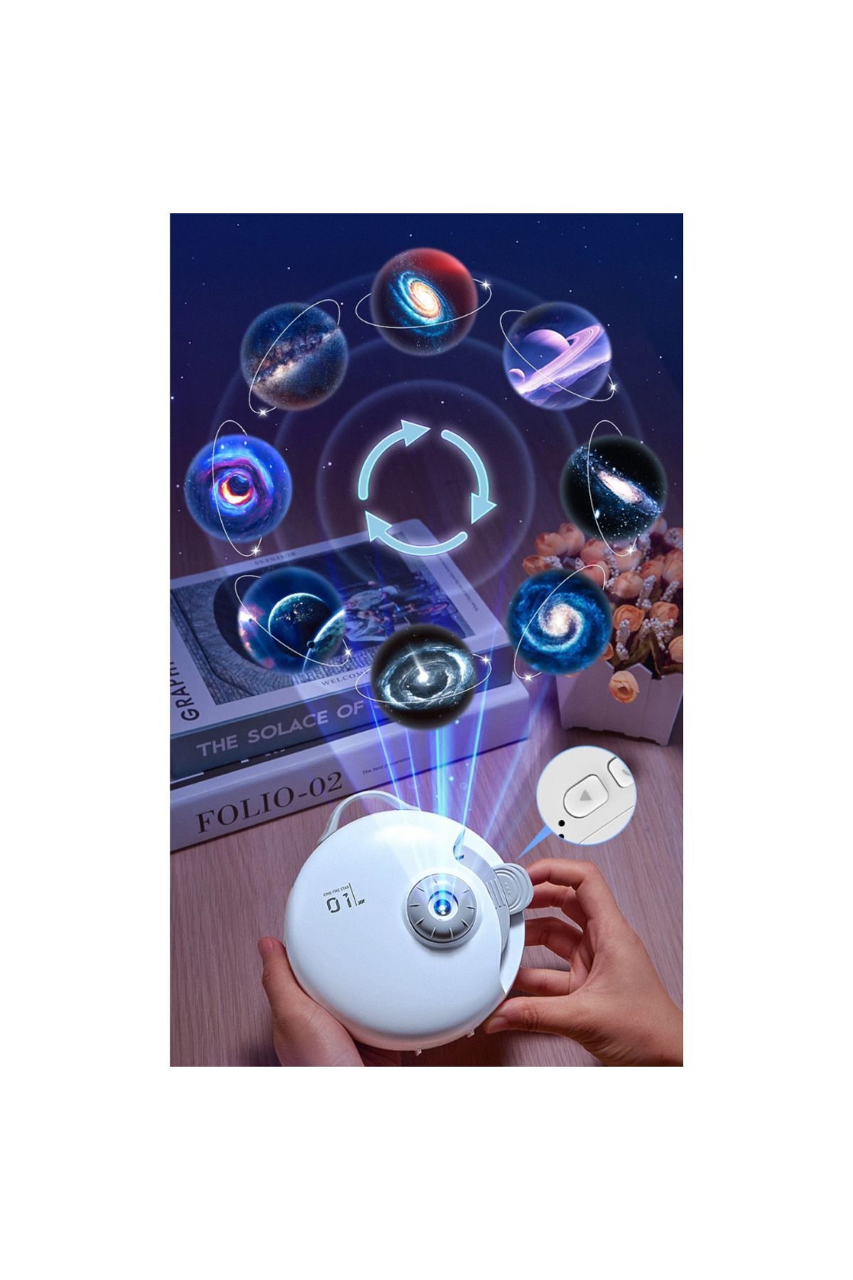 Projektör Bluetooth Hoparlörlü Gece Masa Lambası Galaxy Gökyüzü Star Projeksiyon Kumandalı Samanyol 4