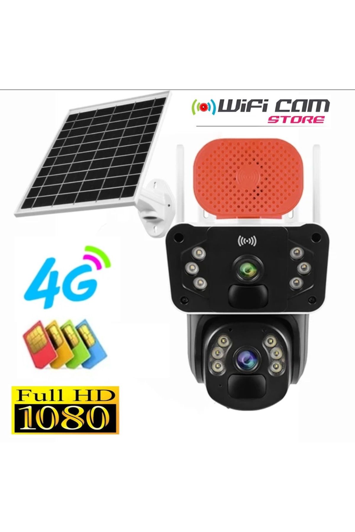 Çift Kameralı Hareket Takipli 4G Sim Kartlı Solar Kamera 3+3=6MP Dual Lens