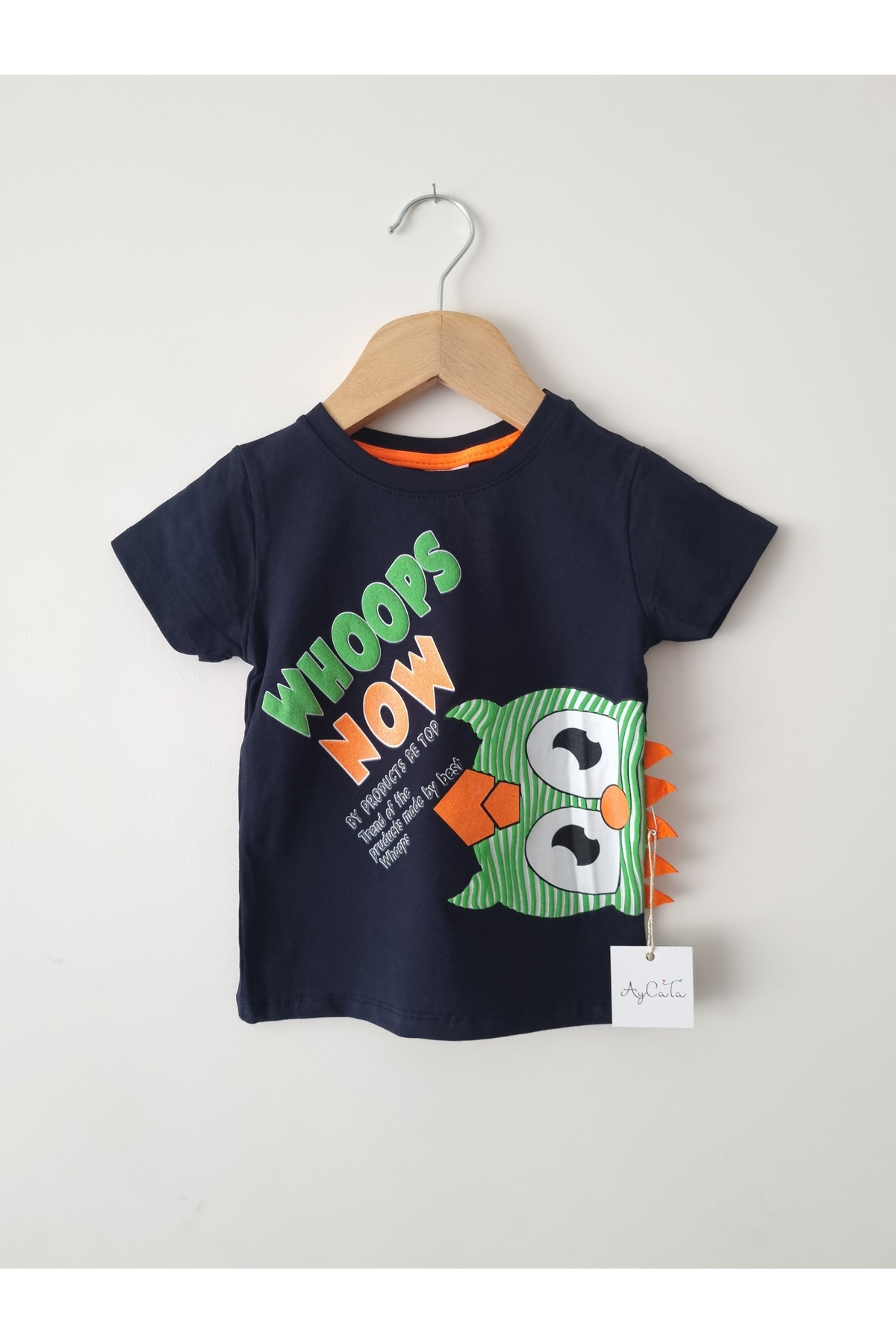 Boys Text Navy Blue T-Shirt