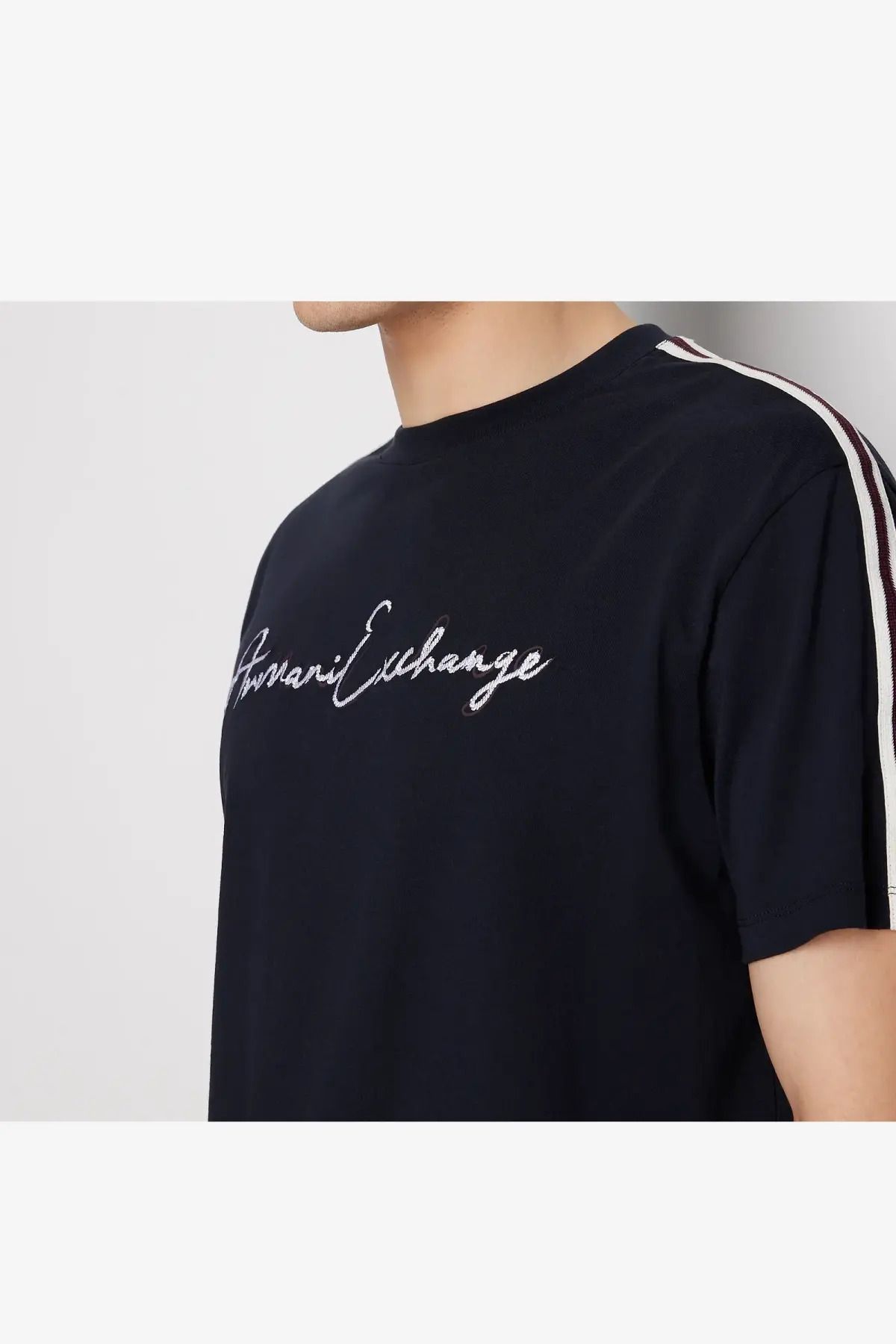 تی شرت آبی مردانه یقه دوچرخه لاسیور Armani Exchange