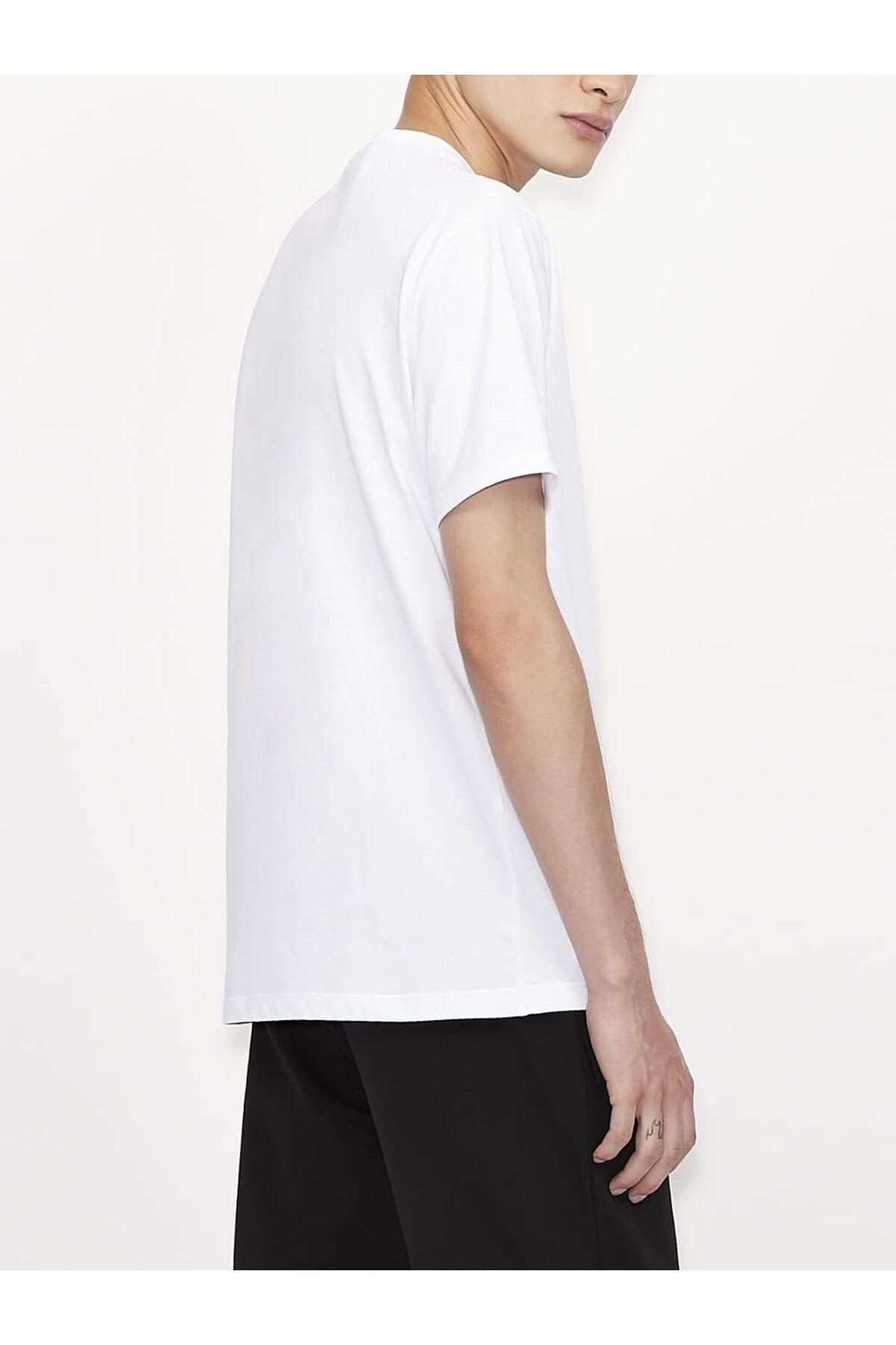 تی شرت سفید مردانه یقه دوچرخه t shirt Armani Exchange