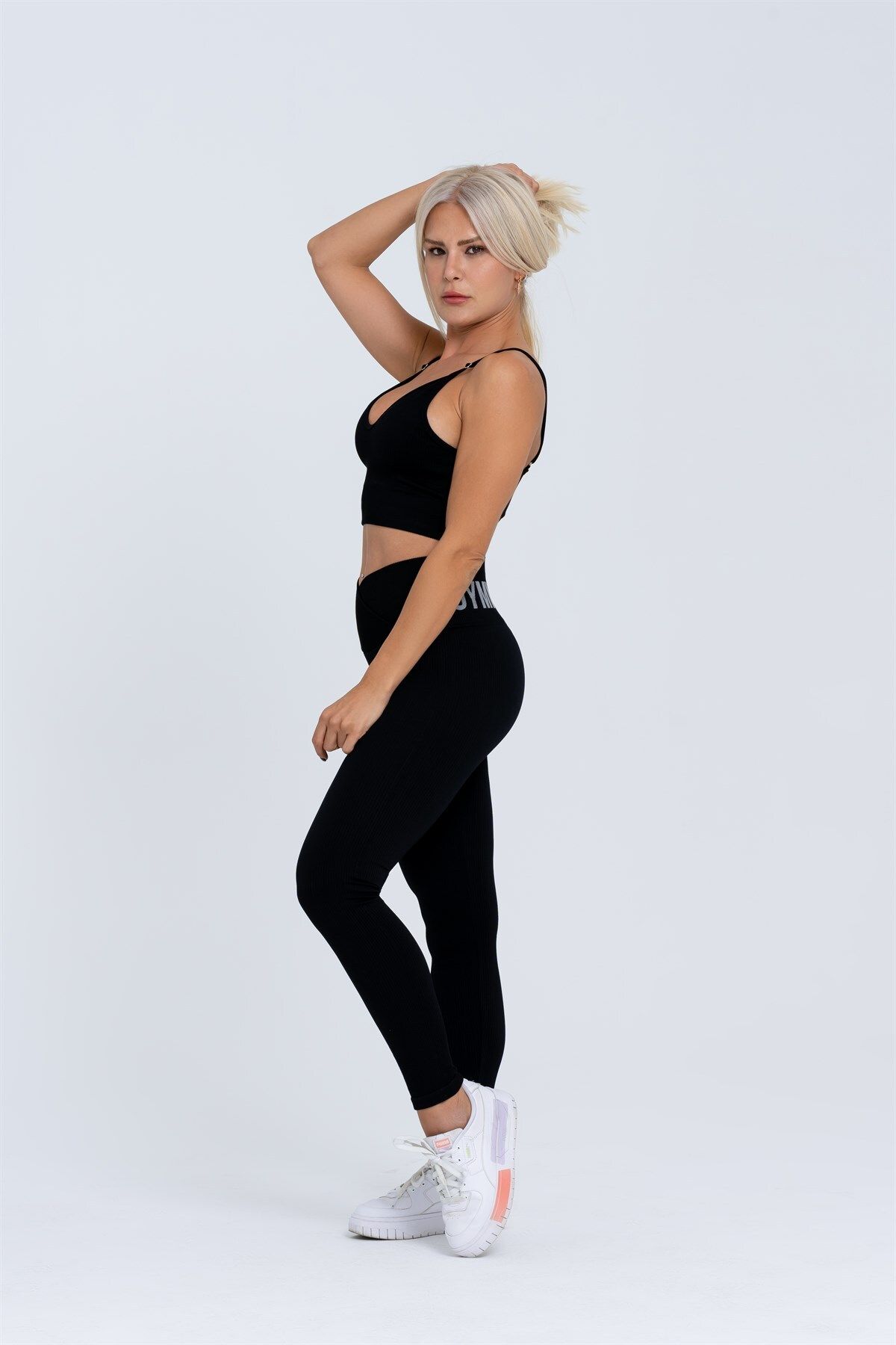 Gymwolves-Nahtlose Sportstrumpfhose | Schwarz | Nahtlose Leggings | Cord | Wickelmodell | 7
