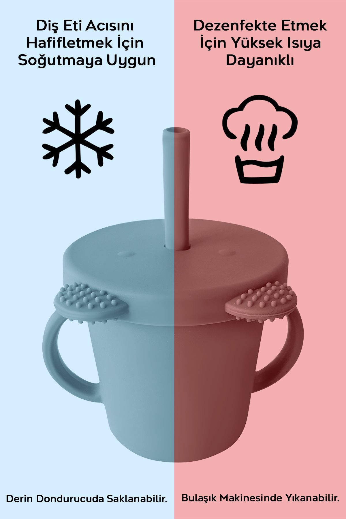 Meleni Baby 4'lü Silikon Beslenme Seti - Mama Önlüğü - Vakumlu Mama Kasesi - Pipetli Bardak - Kaşık - Gri fotoğrafı 7 (önizleme)