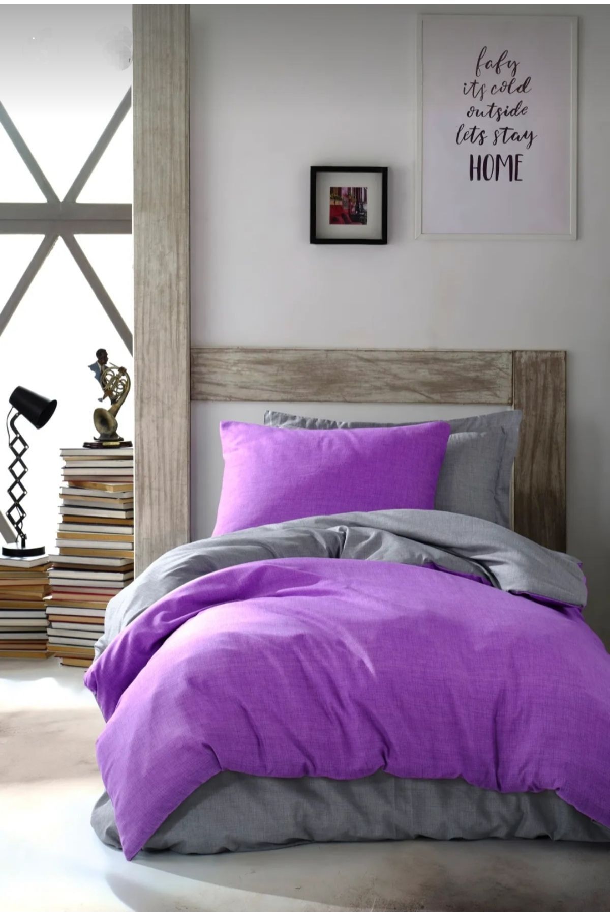 MORRİVAL Set Cuvertură De Pilota Cu Un Singur Gri Și Liliac 100*200 - One Size