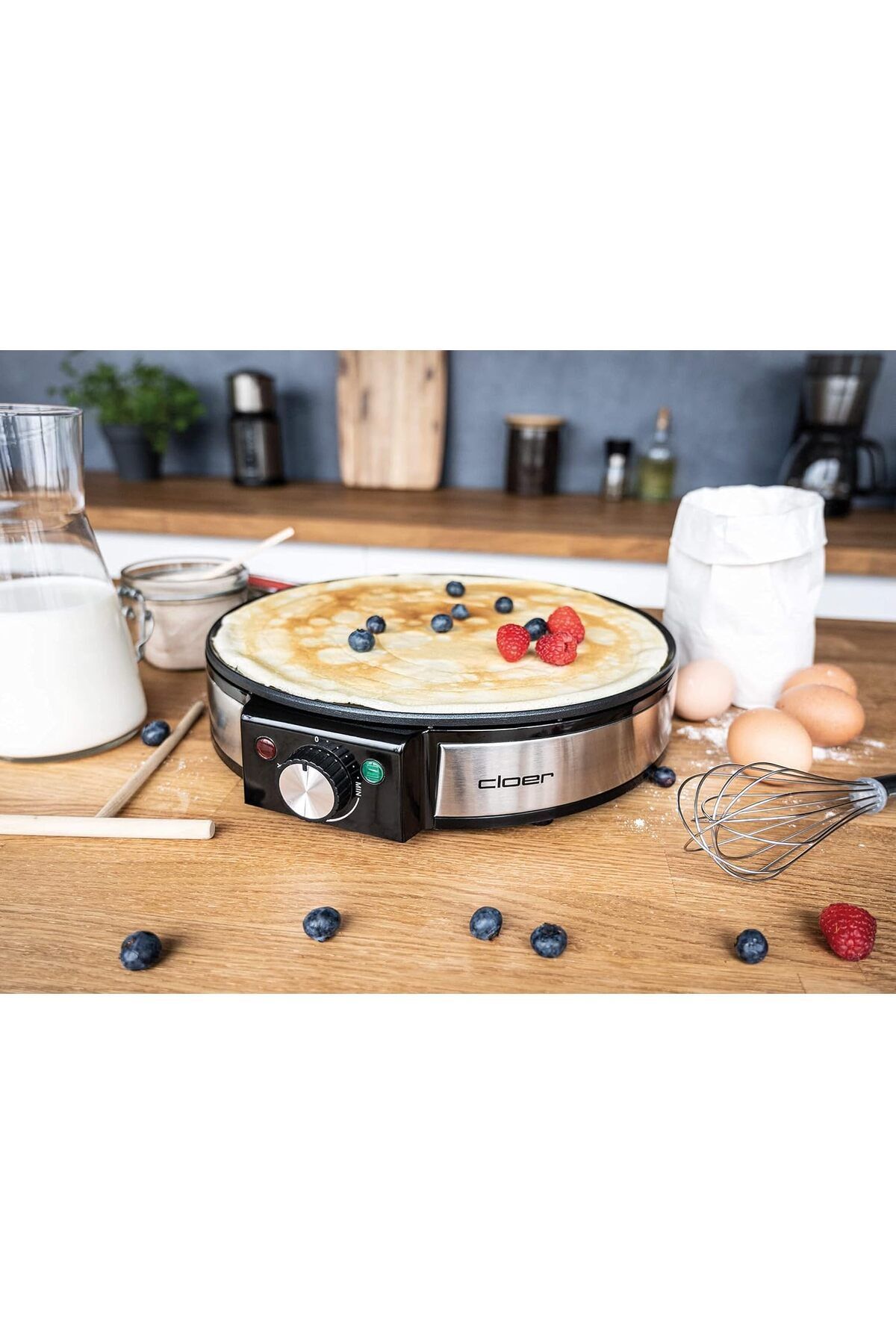 Cloer 6630 Krep Makinesi Çap 30 Cm, 1200 W, Yapışmaz Kaplama, Ahşap Hamur Yayıcı Ve Spatula