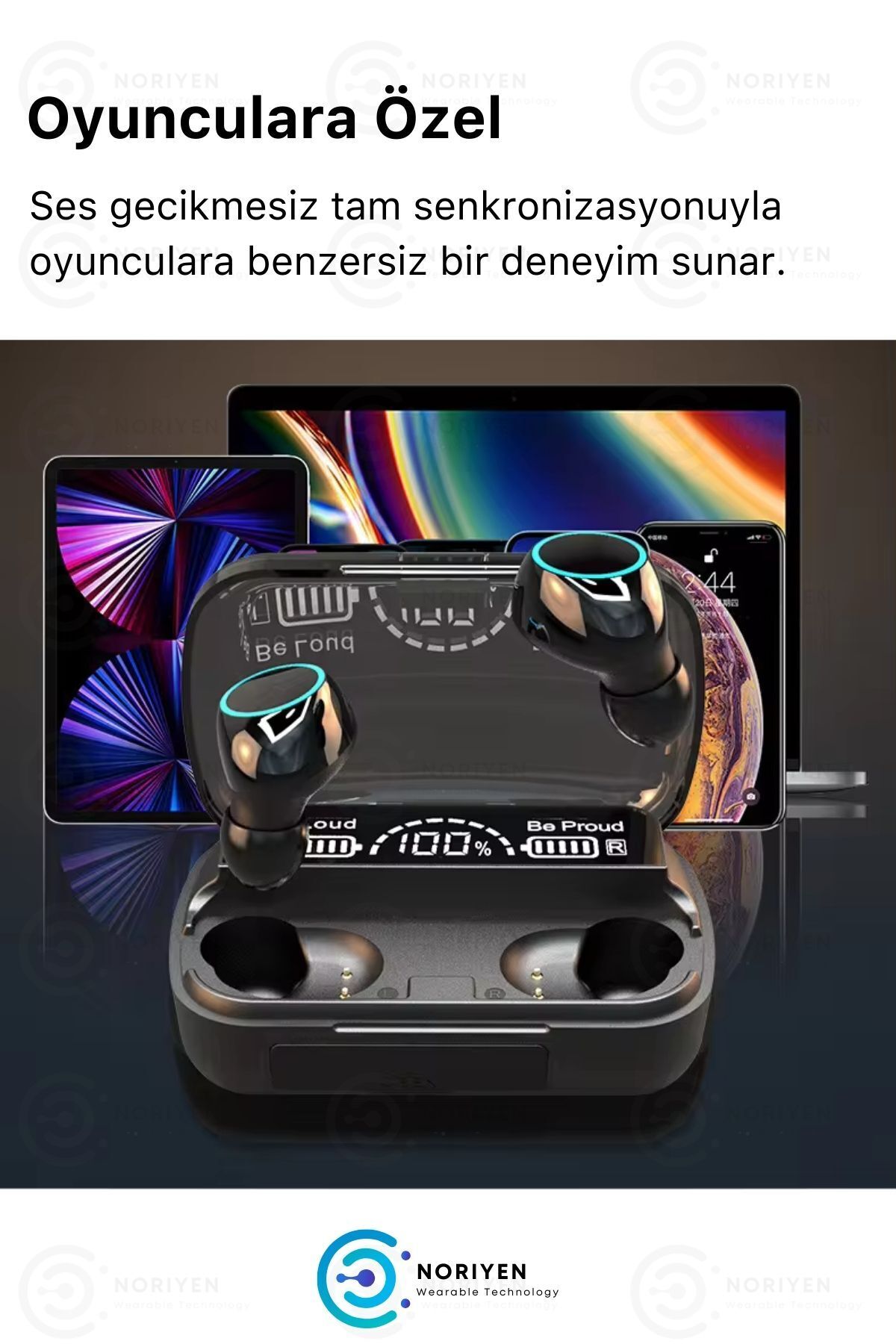 M30 Powerbanklı Gaming HD Ses Dokunmatik LED Göstergeli 5.2 Bluetooth Mikrofonlu Kablosuz Kulaklık