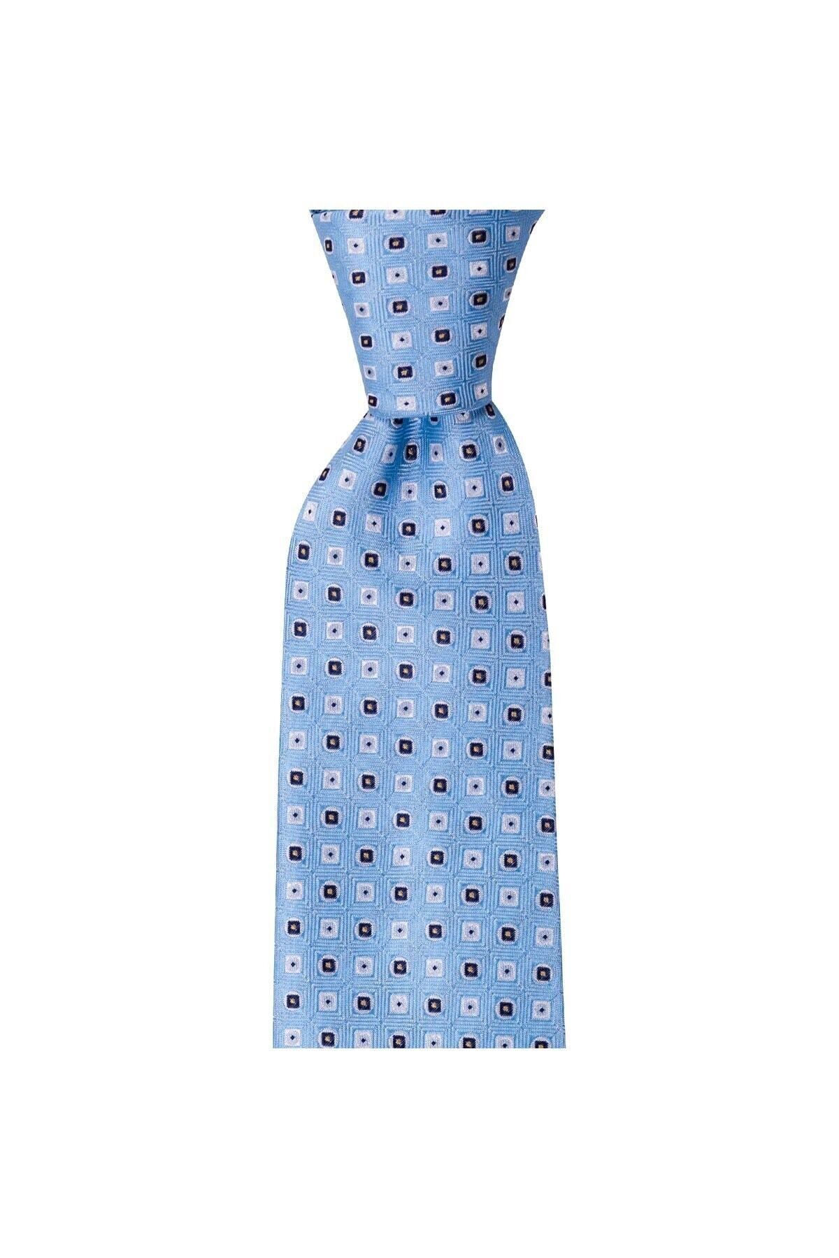  کراوات پوشت گردن طرح دار آبی روشن به عرض ۸ سانتی متر