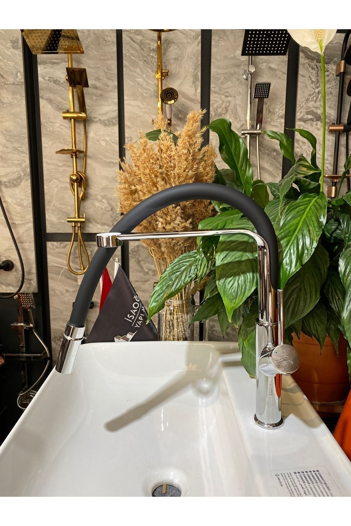 İSAOĞLU YAPI-Spiral Kitchen Faucet Extending System Sink Tap Silver Color 2