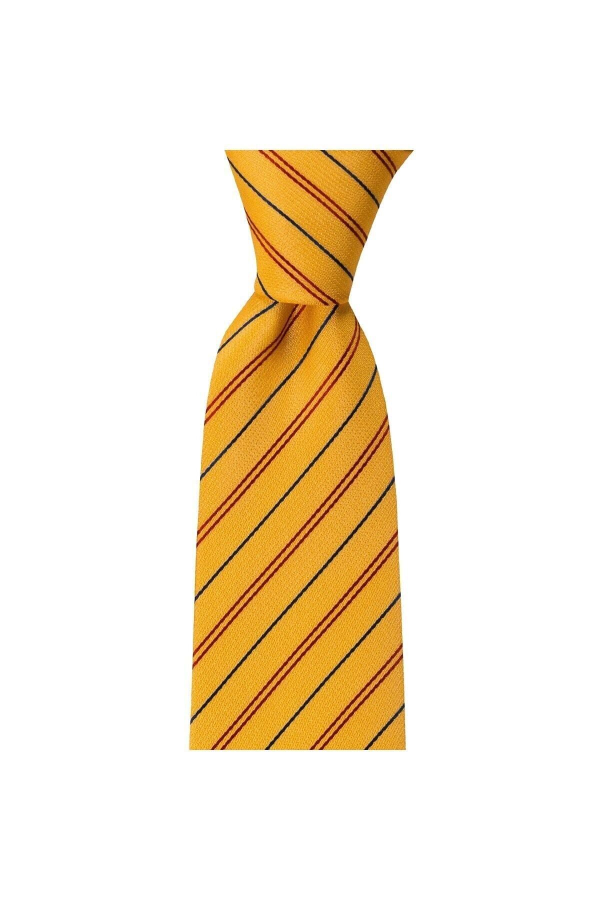  کراوات پوشت گردن راه راه زرد 8 سانتی متری