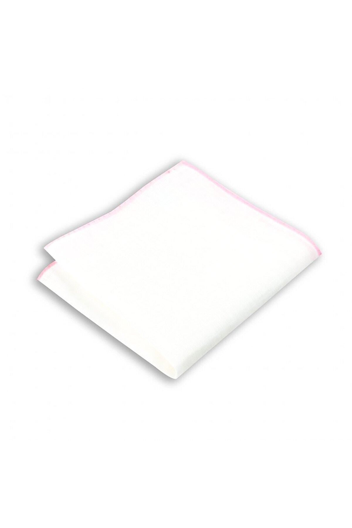  پوشت جیبی کتانی راه راه لبه صورتی، ابعاد ۳۳x۳۳ سانتی‌متر