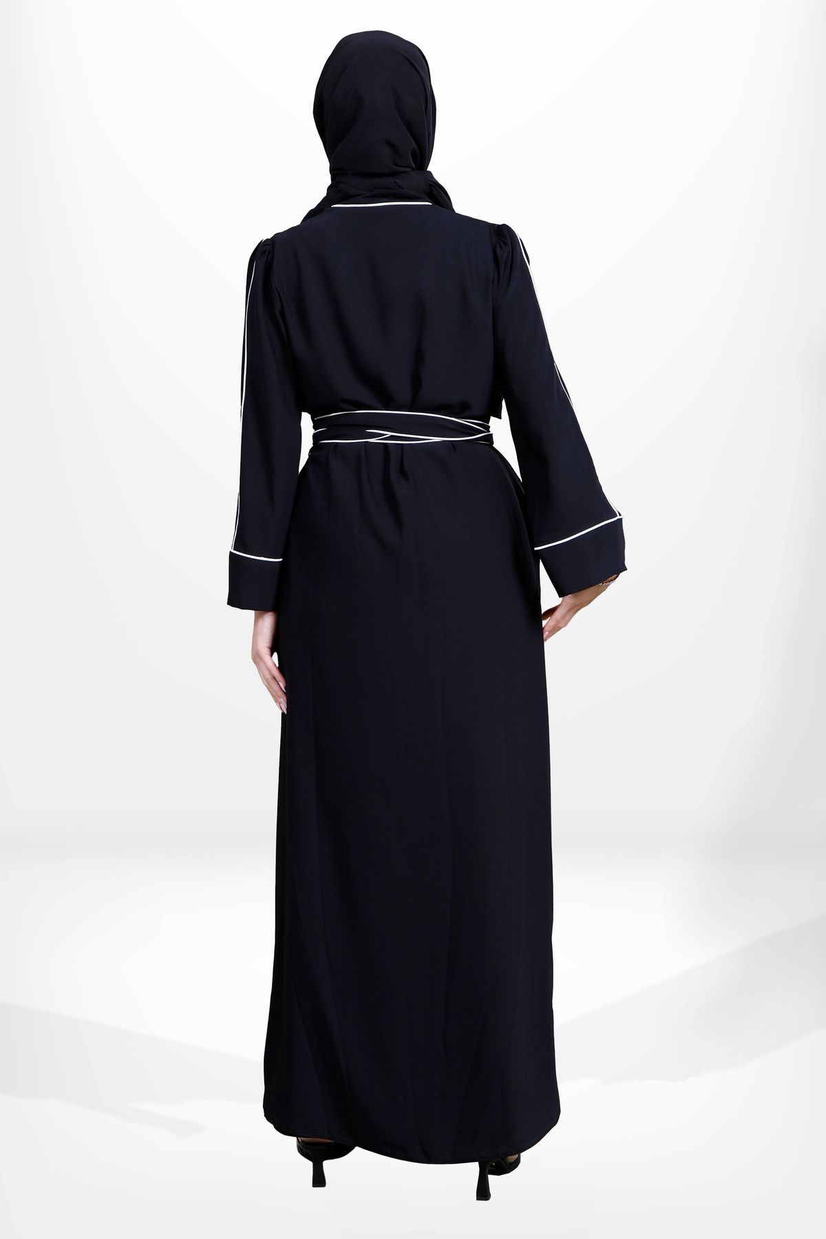 مانتو و عبای پوشیده زنانه BANK مشکی COLOR BINARY ABAYA TEAM 3863 Beyza