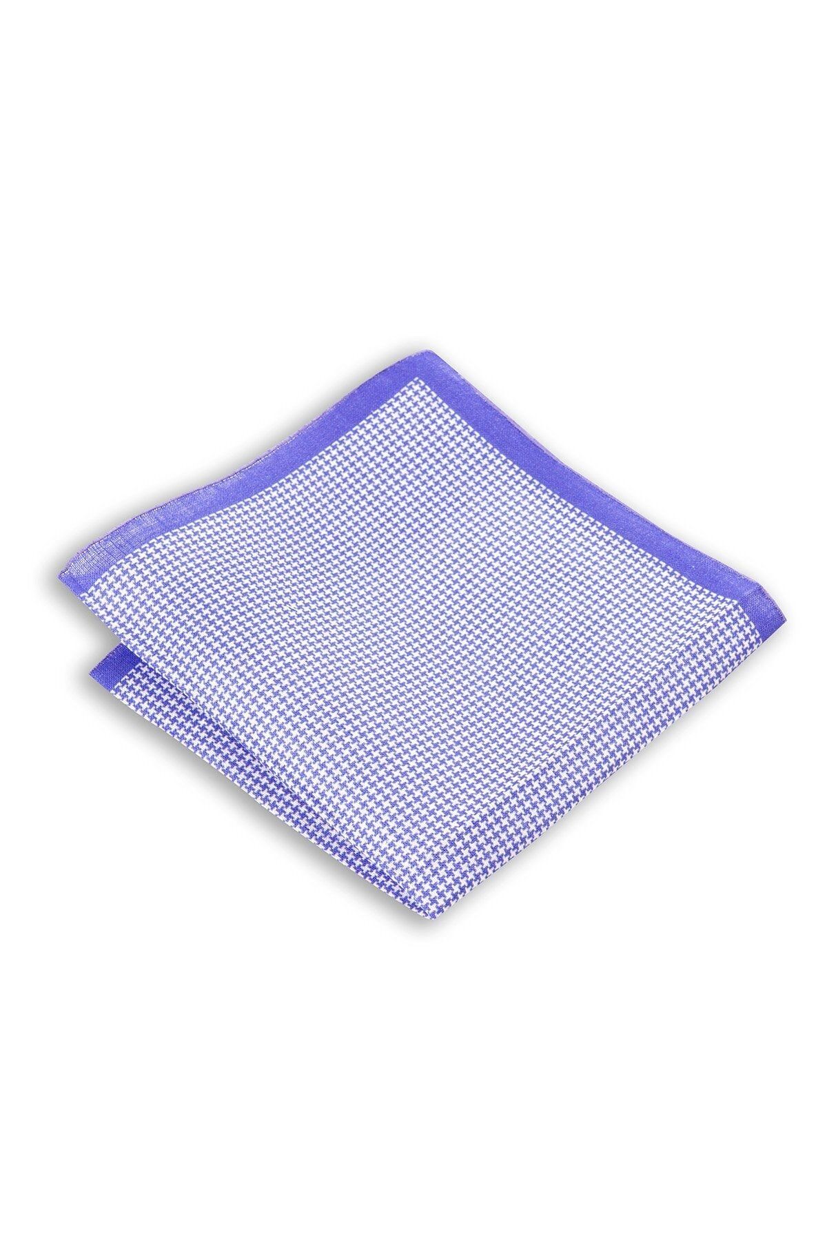  پوشت جیبی کتانی آبی تیره رنگی ۳۳x۳۳ سانتی‌متر با طرح دندان شکاری