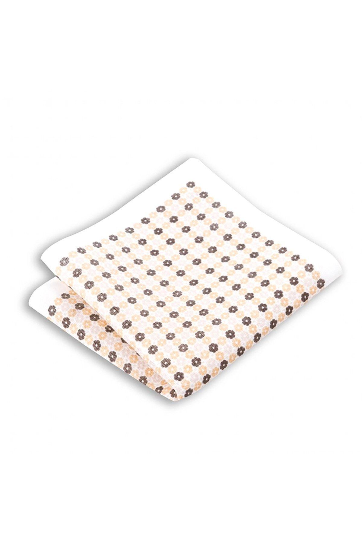  پوشت جیبی کتانی قهوه‌ای طرح‌دار گلدار، ابعاد ۳۳ در ۳۳ سانتی‌متر