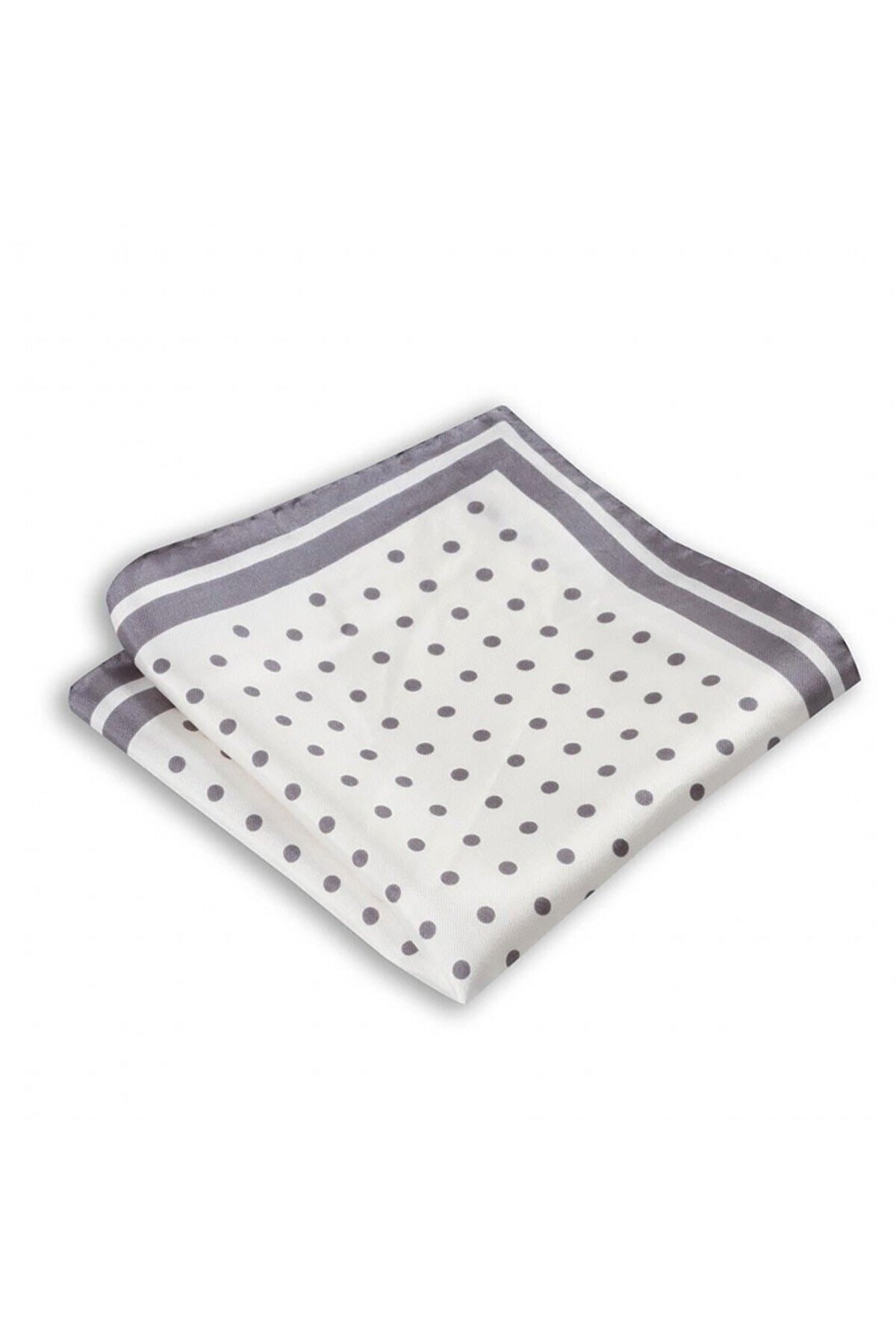  پوشت جیبی ابریشمی طرح‌دار خاکستری خال‌خالی، ۳۳x۳۳ سانتی‌متر