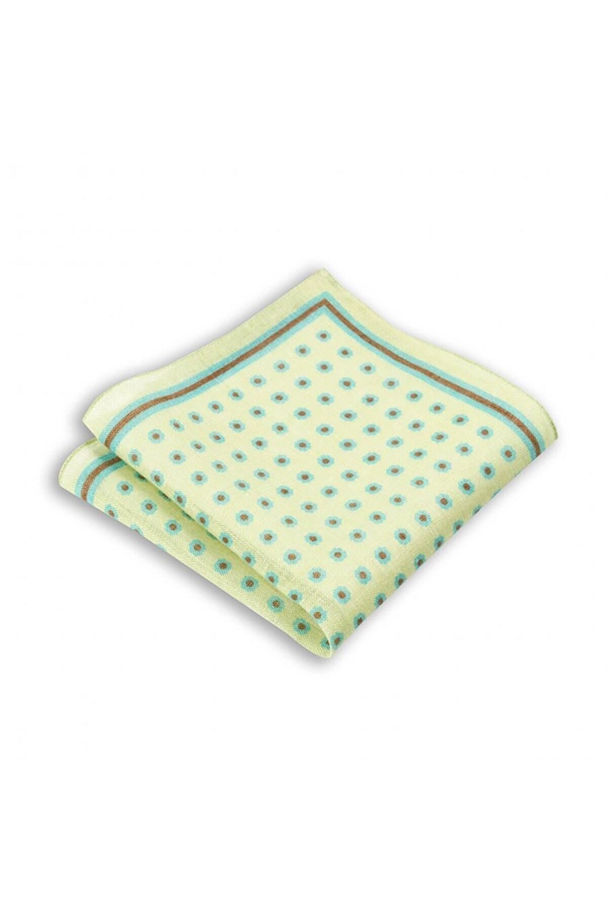  پوشت جیبی کتانی طرح‌دار سبز، ابعاد ۳۳ در ۳۳ سانتی‌متر