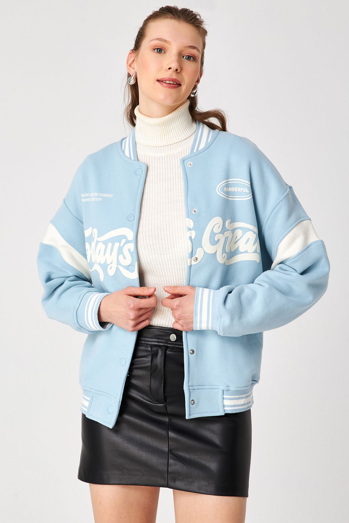Kallisto Light Blue Bomber College Jacket Trendyol