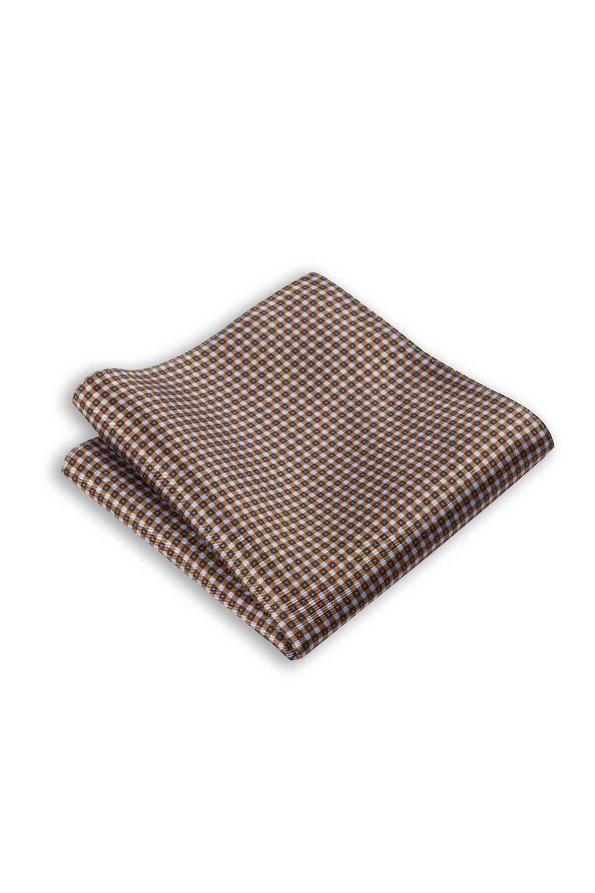  پوشت جیبی ابریشمی طرح‌دار قهوه‌ای روشن، ابعاد ۳۳x۳۳ سانتی‌متر